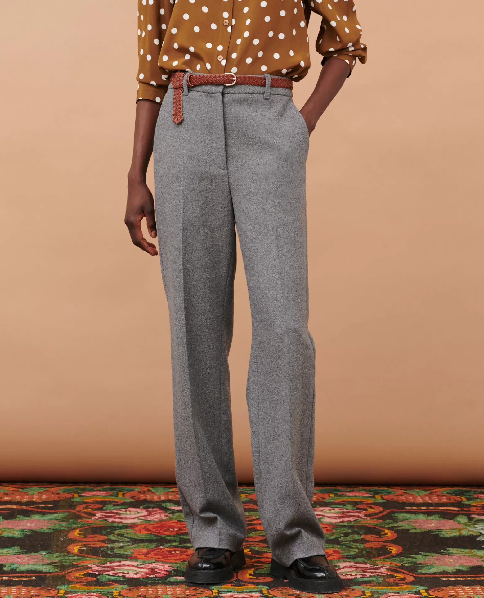 Pantalons | Comptoir des Cotonniers Blandine - Pantalon Droit En Flanelle 8901 04 Gray