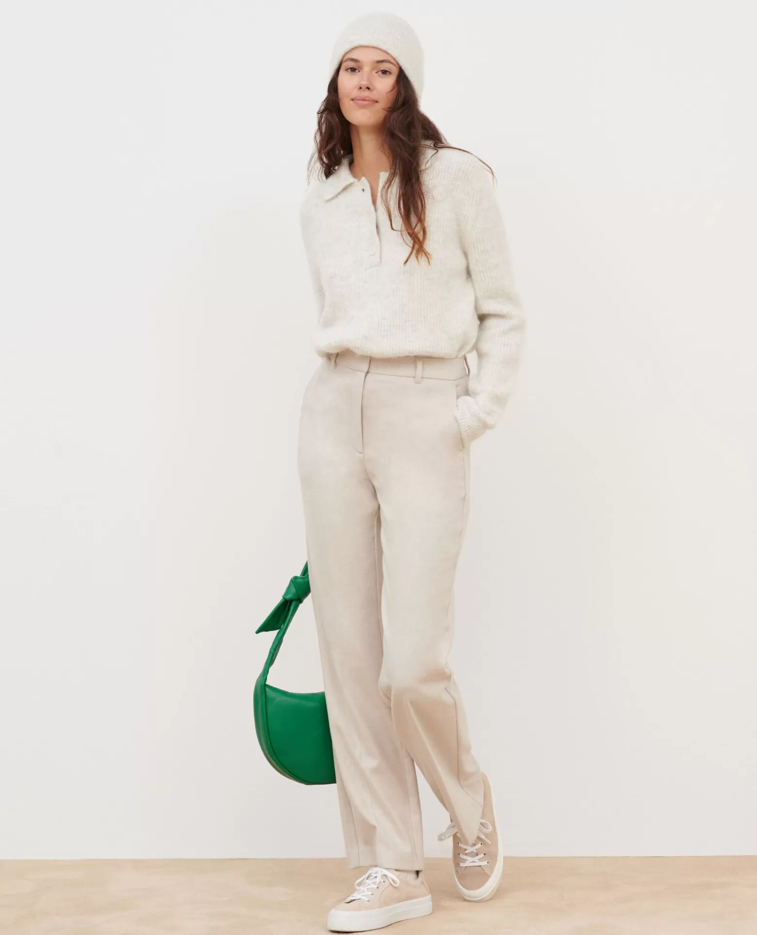 Pantalons | Comptoir des Cotonniers Blandine - Pantalon Droit En Flanelle 8838 40 Cream