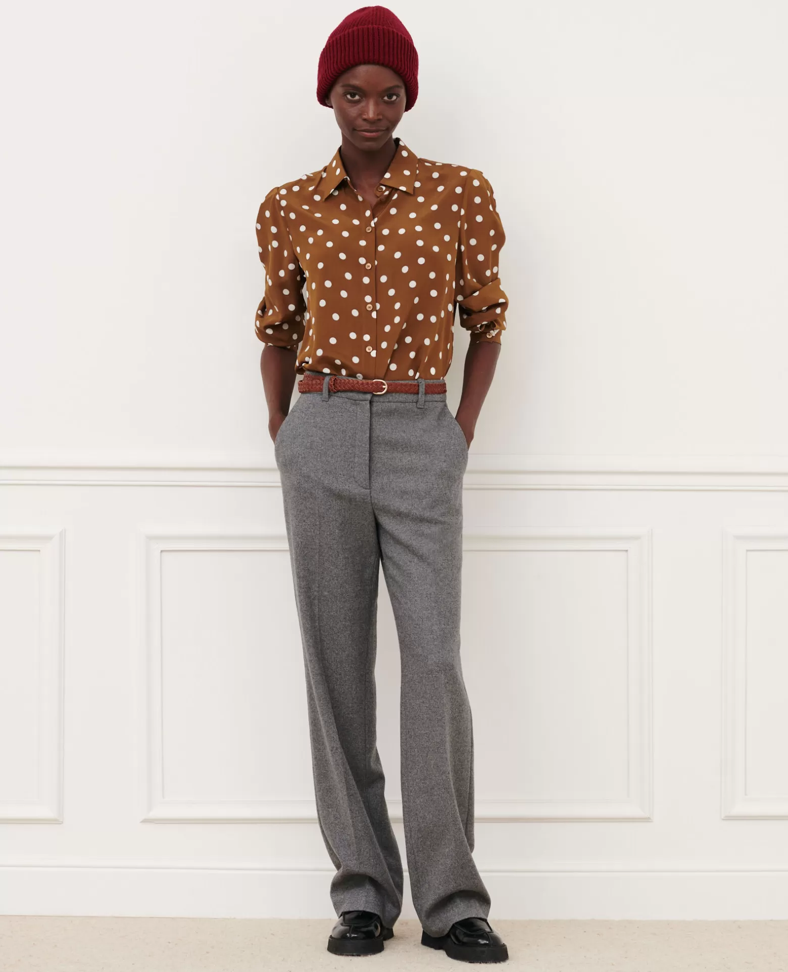 Pantalons | Comptoir des Cotonniers Blandine - Pantalon Droit En Flanelle 8901 04 Gray