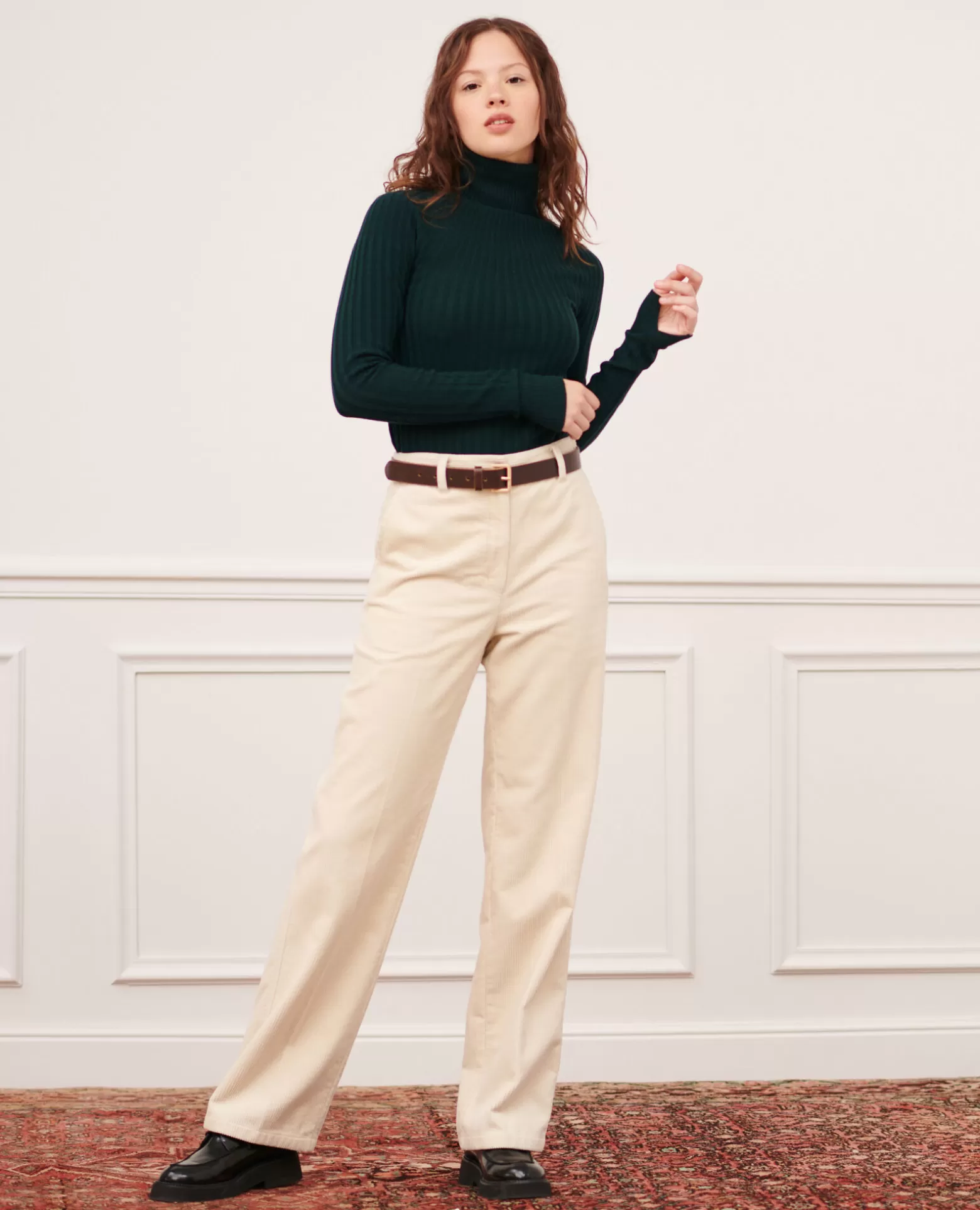 Pantalons | Comptoir des Cotonniers Blandine - Pantalon Droit En Velours Cotele 7107C 02 White