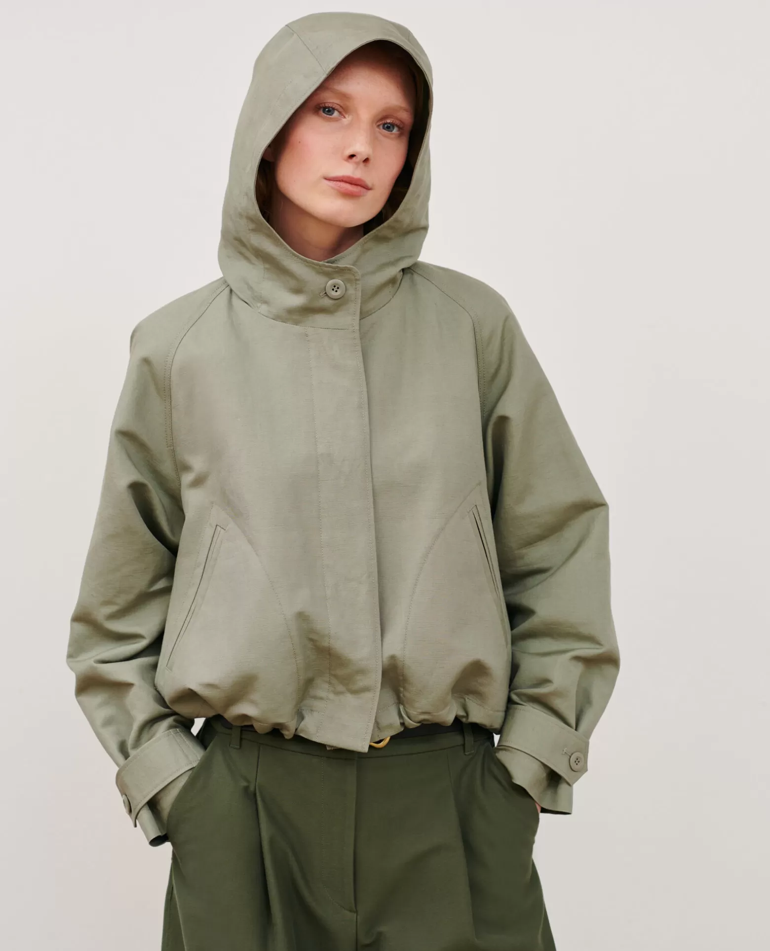 Vestes & Trenchs | Comptoir des Cotonniers Blouson En Lin Melange 0560 Vetiver
