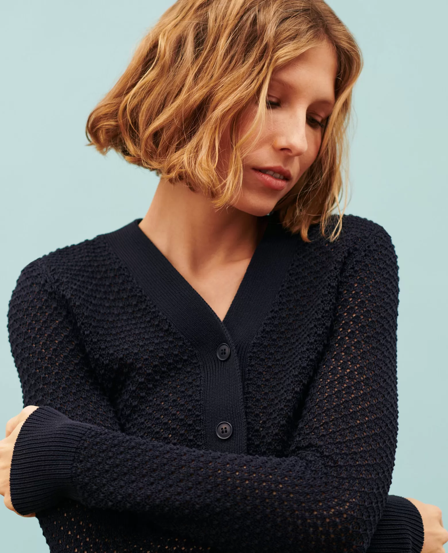 Maille | Comptoir des Cotonniers Cardigan Ajoure En Coton 4277 Night_Sky