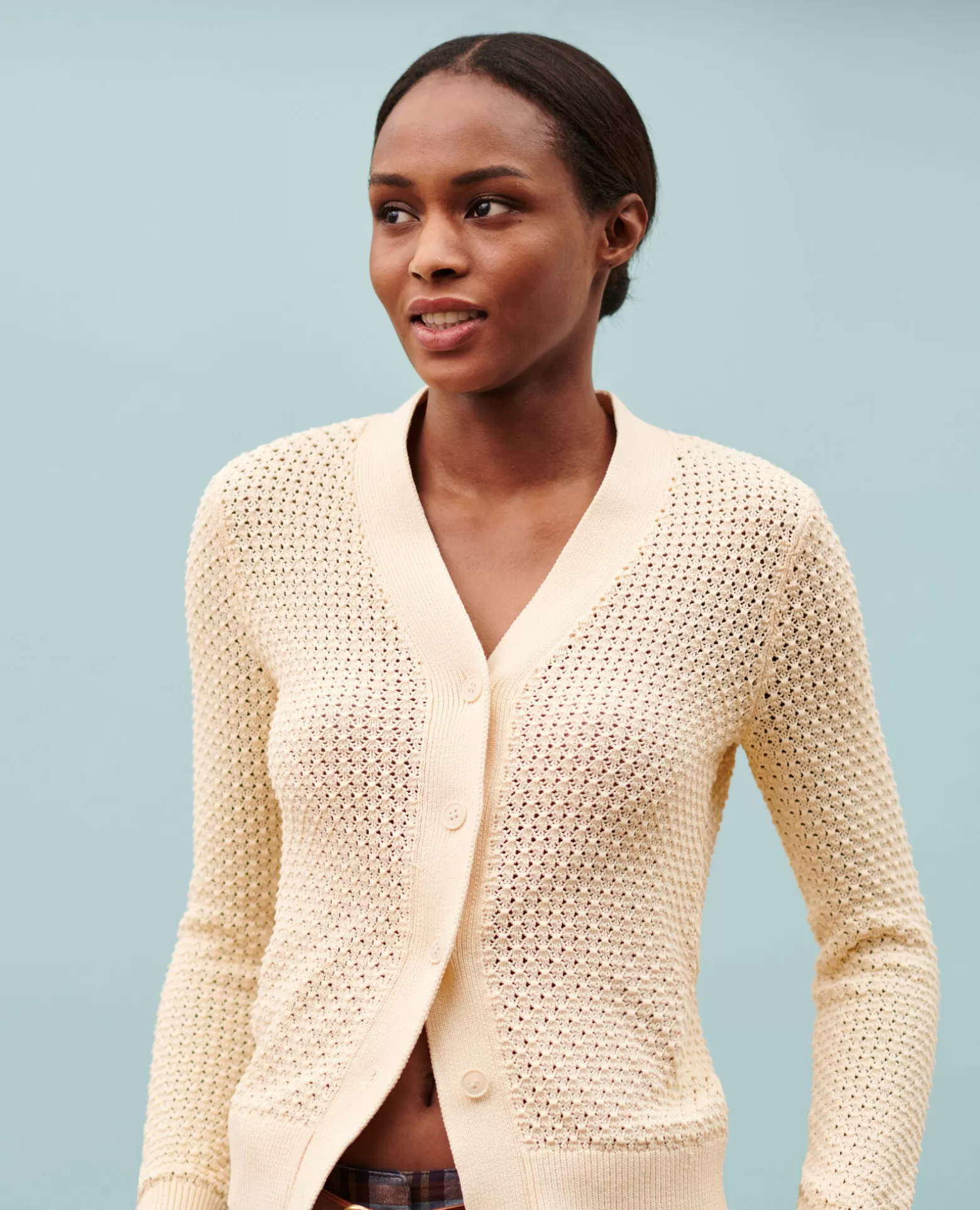 Maille | Comptoir des Cotonniers Cardigan Ajoure En Coton 0401 Ivory