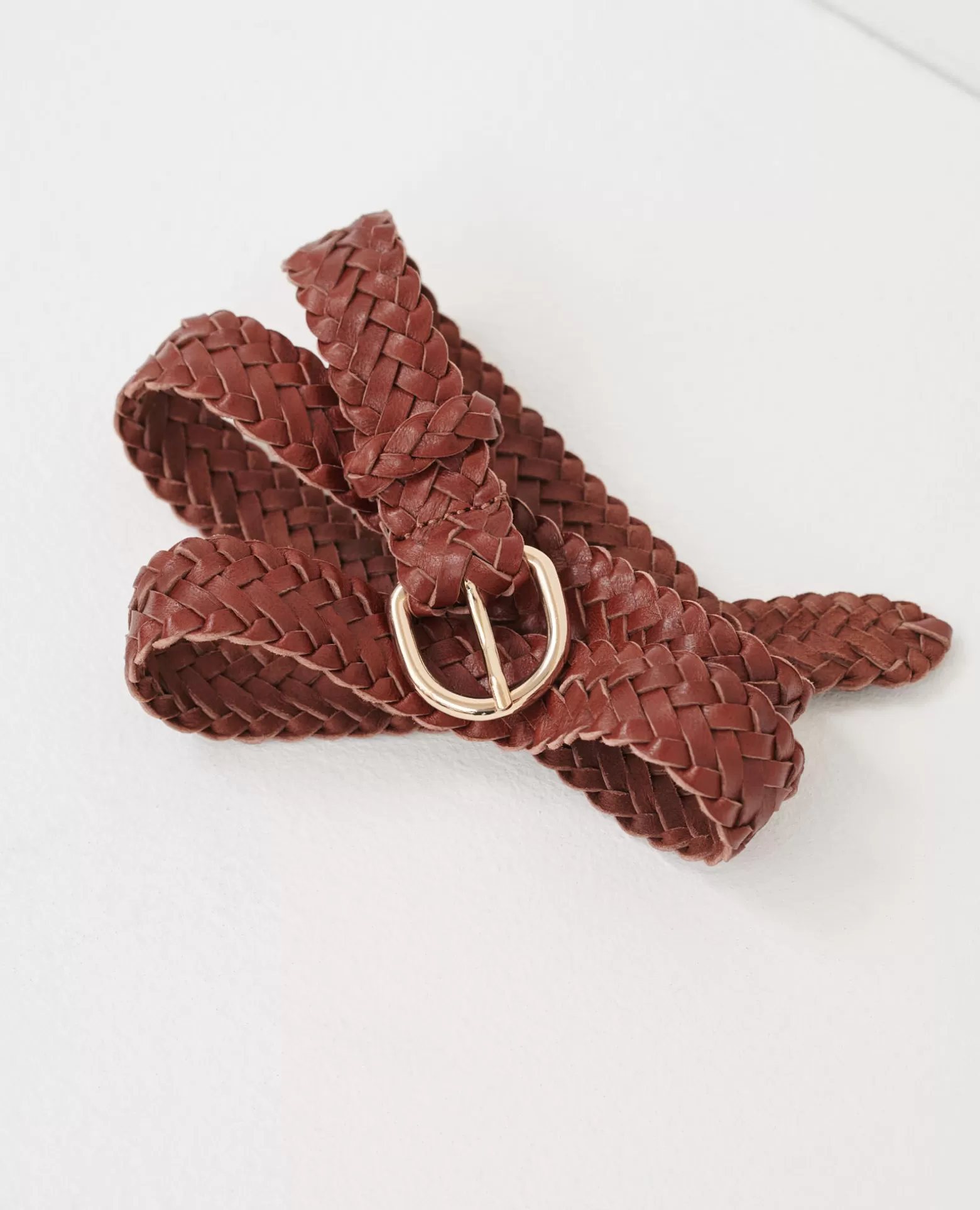 Ceintures | Comptoir des Cotonniers Ceinture Fine Tressee En Cuir 4161C Brandy Brown
