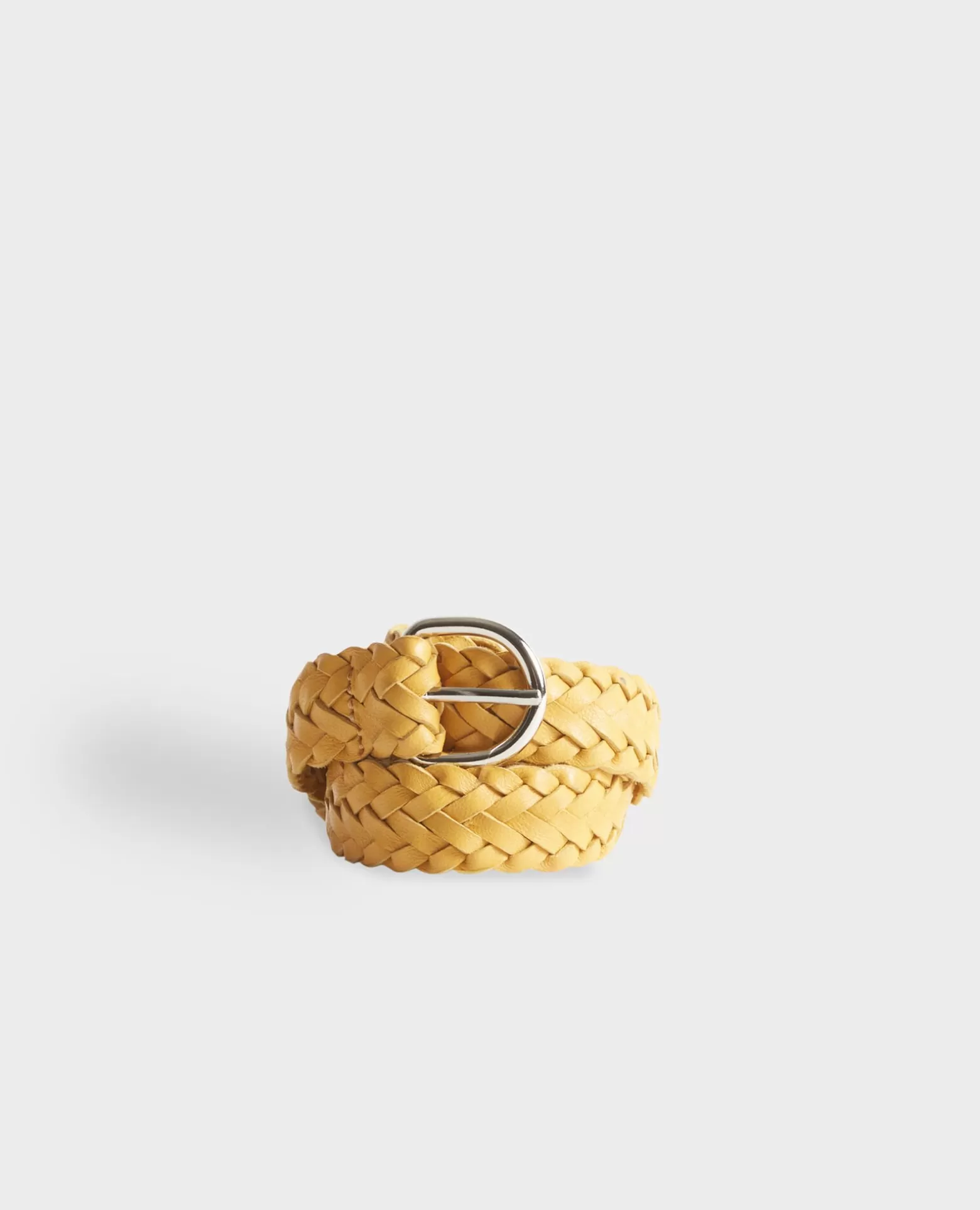 Ceintures | Comptoir des Cotonniers Ceinture Fine Tressee En Cuir 0460 Ochre Yellow