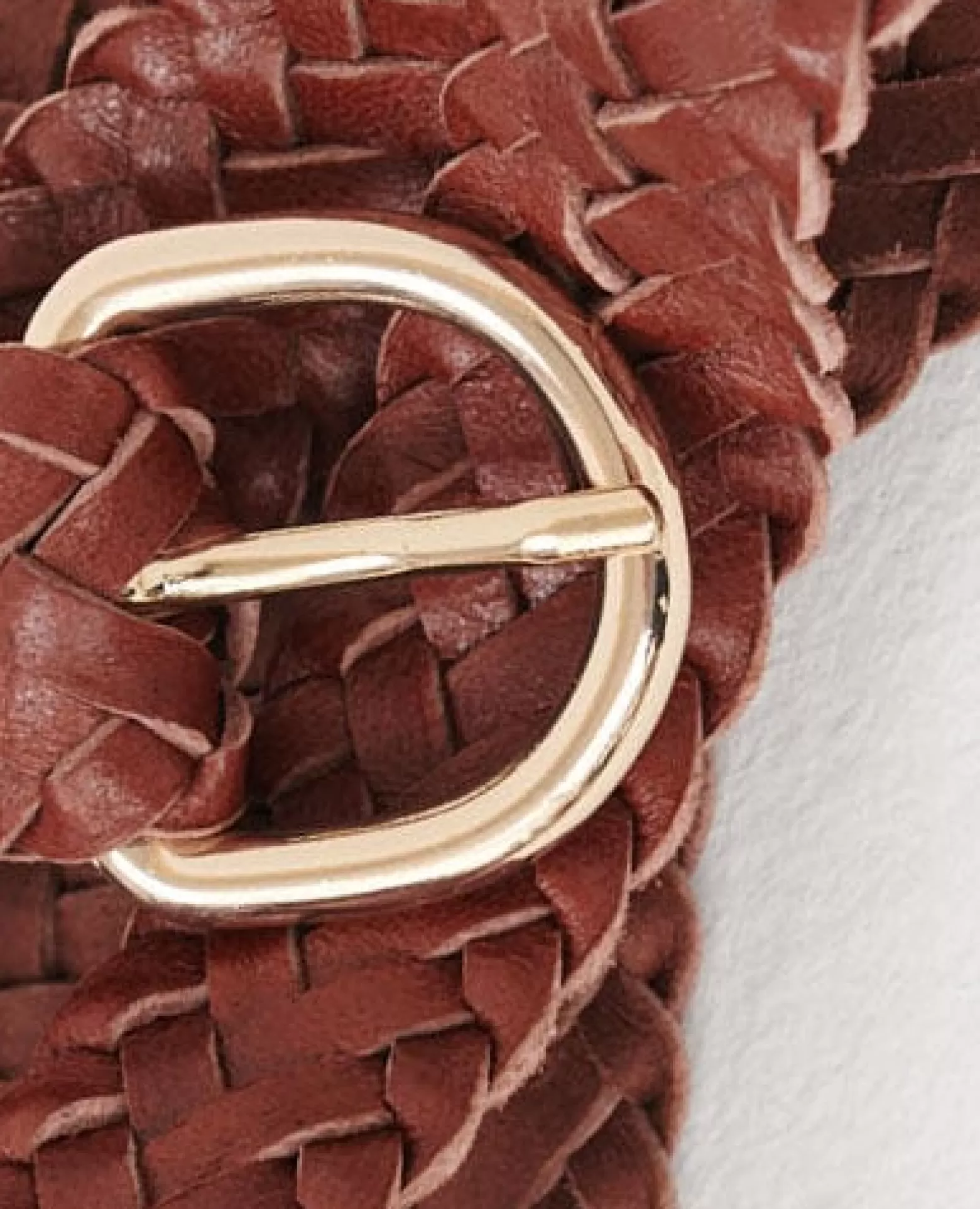 Ceintures | Comptoir des Cotonniers Ceinture Fine Tressee En Cuir 4161C Brandy Brown