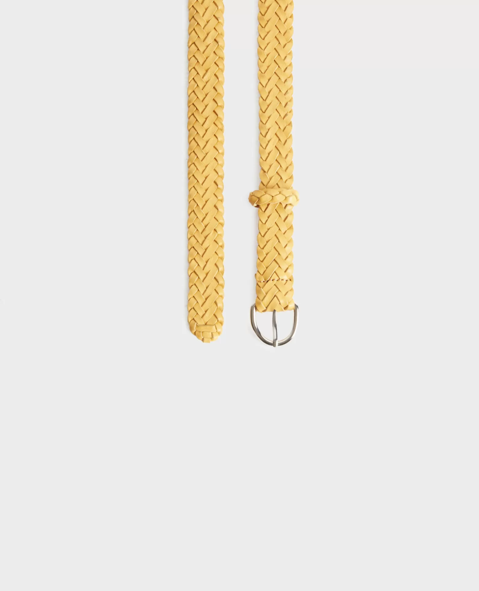 Ceintures | Comptoir des Cotonniers Ceinture Fine Tressee En Cuir 0460 Ochre Yellow