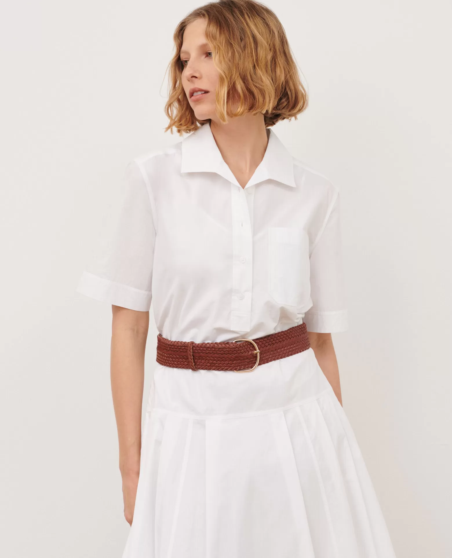 Ceintures | Comptoir des Cotonniers Ceinture Large Tressee En Cuir 4161C Brandy Brown