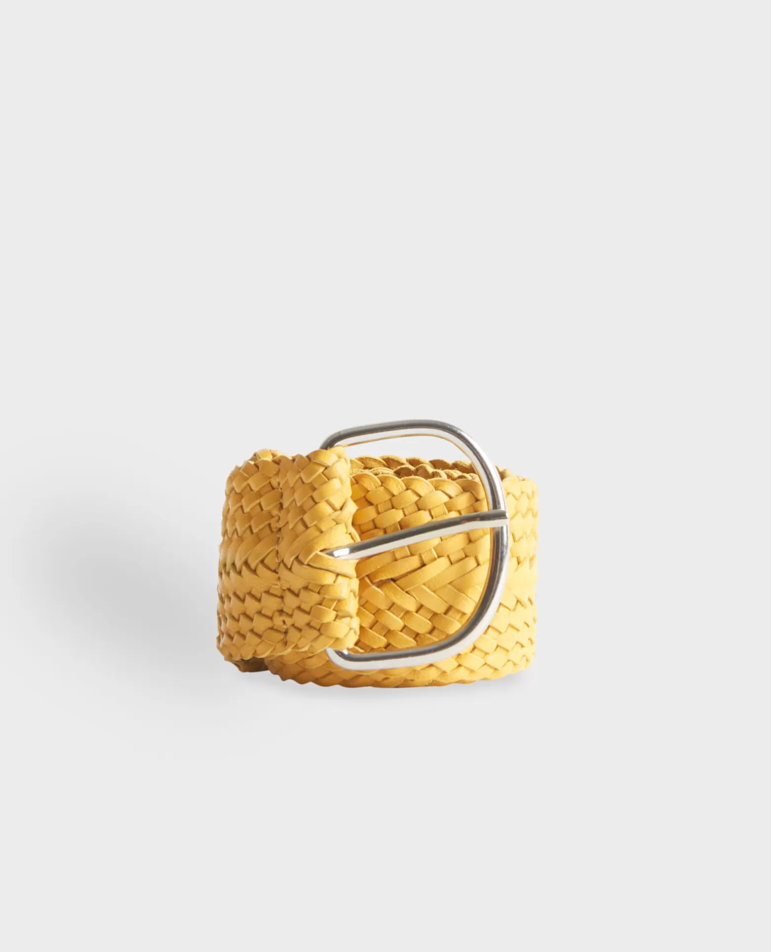 Ceintures | Comptoir des Cotonniers Ceinture Large Tressee En Cuir 0460 Ochre Yellow