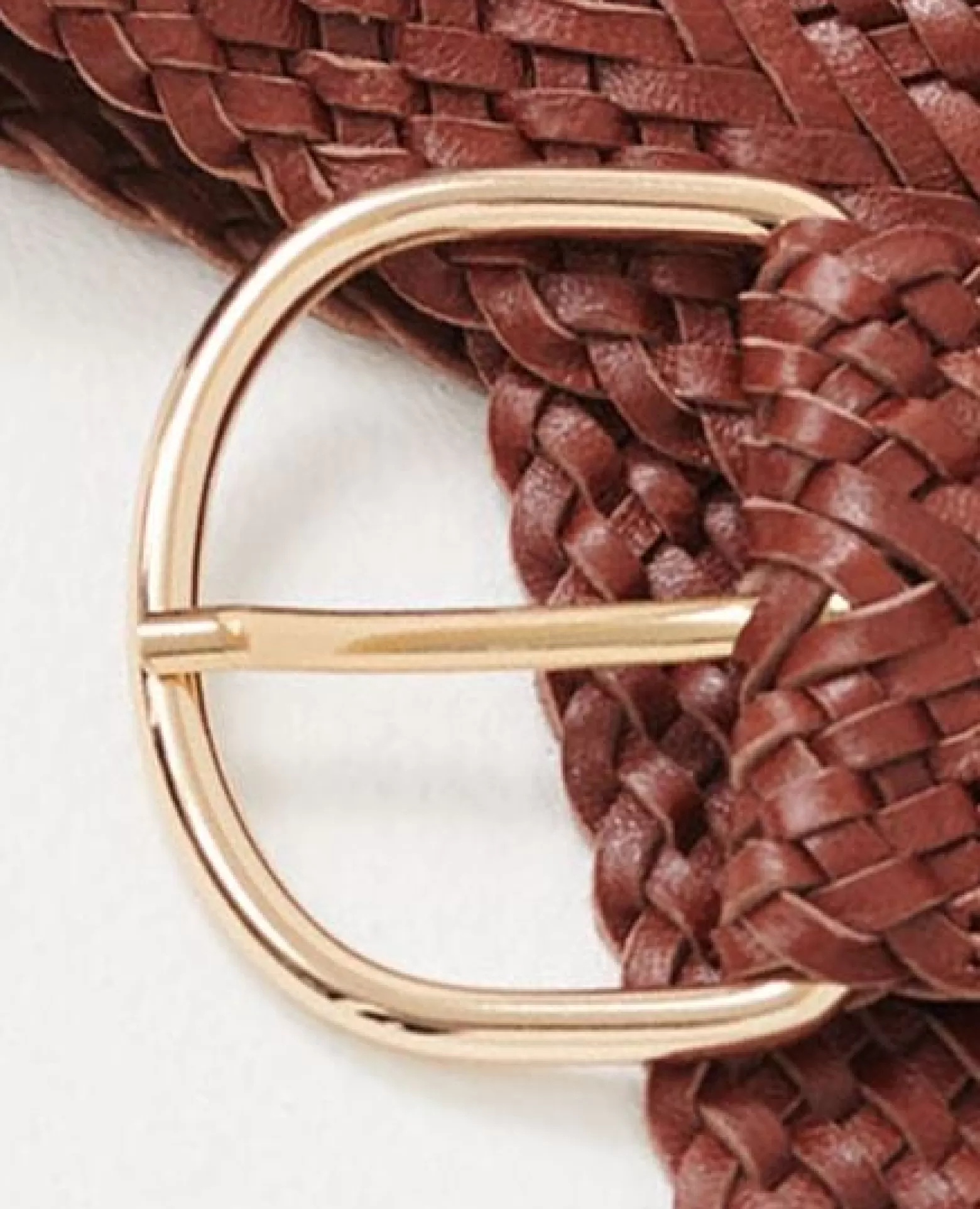 Ceintures | Comptoir des Cotonniers Ceinture Large Tressee En Cuir 4161C Brandy Brown