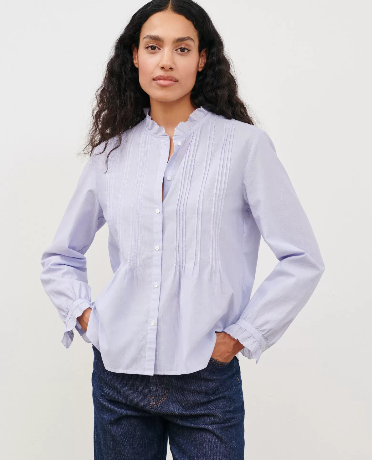 Blouses & Chemises | Comptoir des Cotonniers Chemise En Coton 0612 Blue Mini Stripes