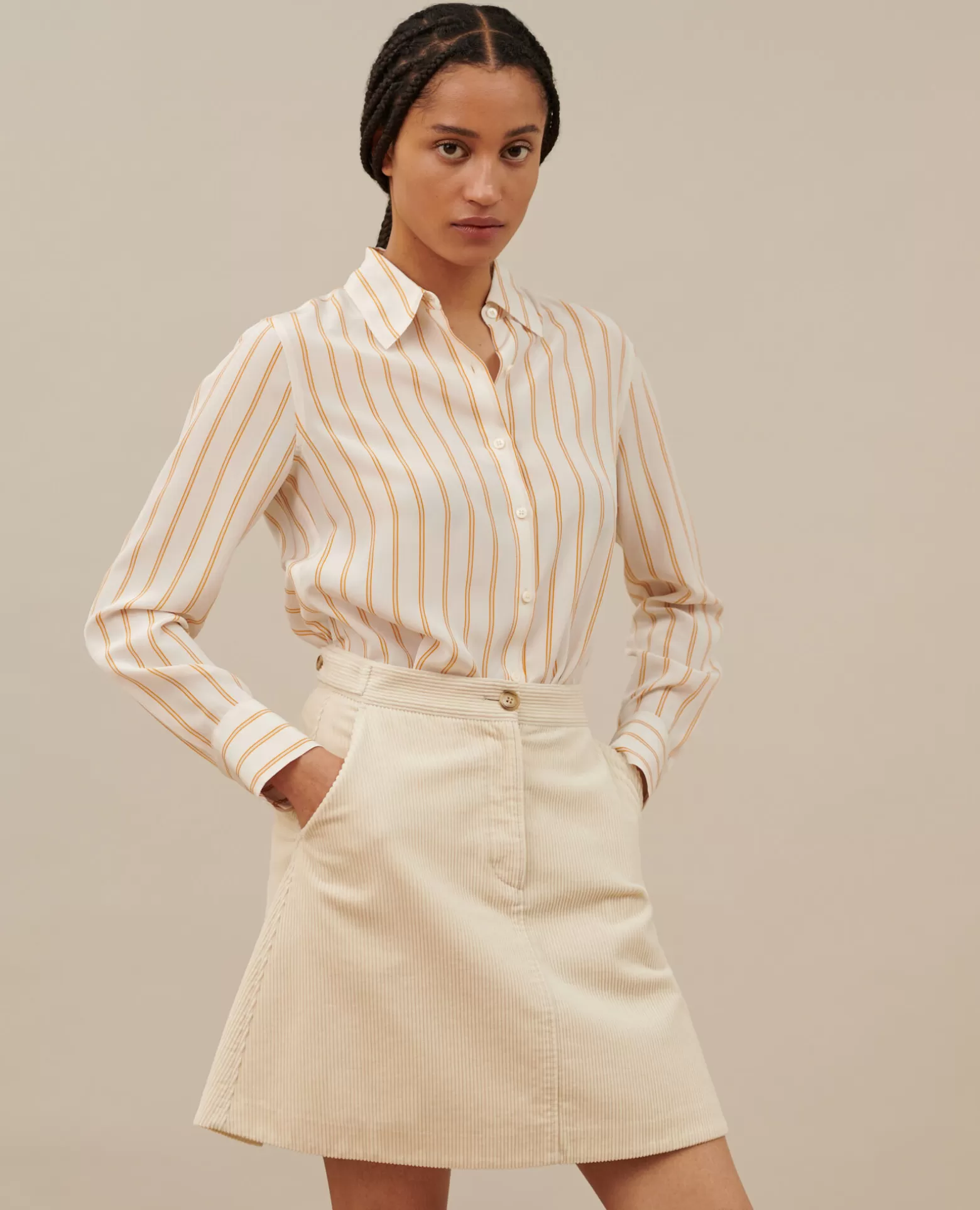 Jupes & Shorts | Comptoir des Cotonniers Jupe Courte En Velours Cotele 7107C 02 White
