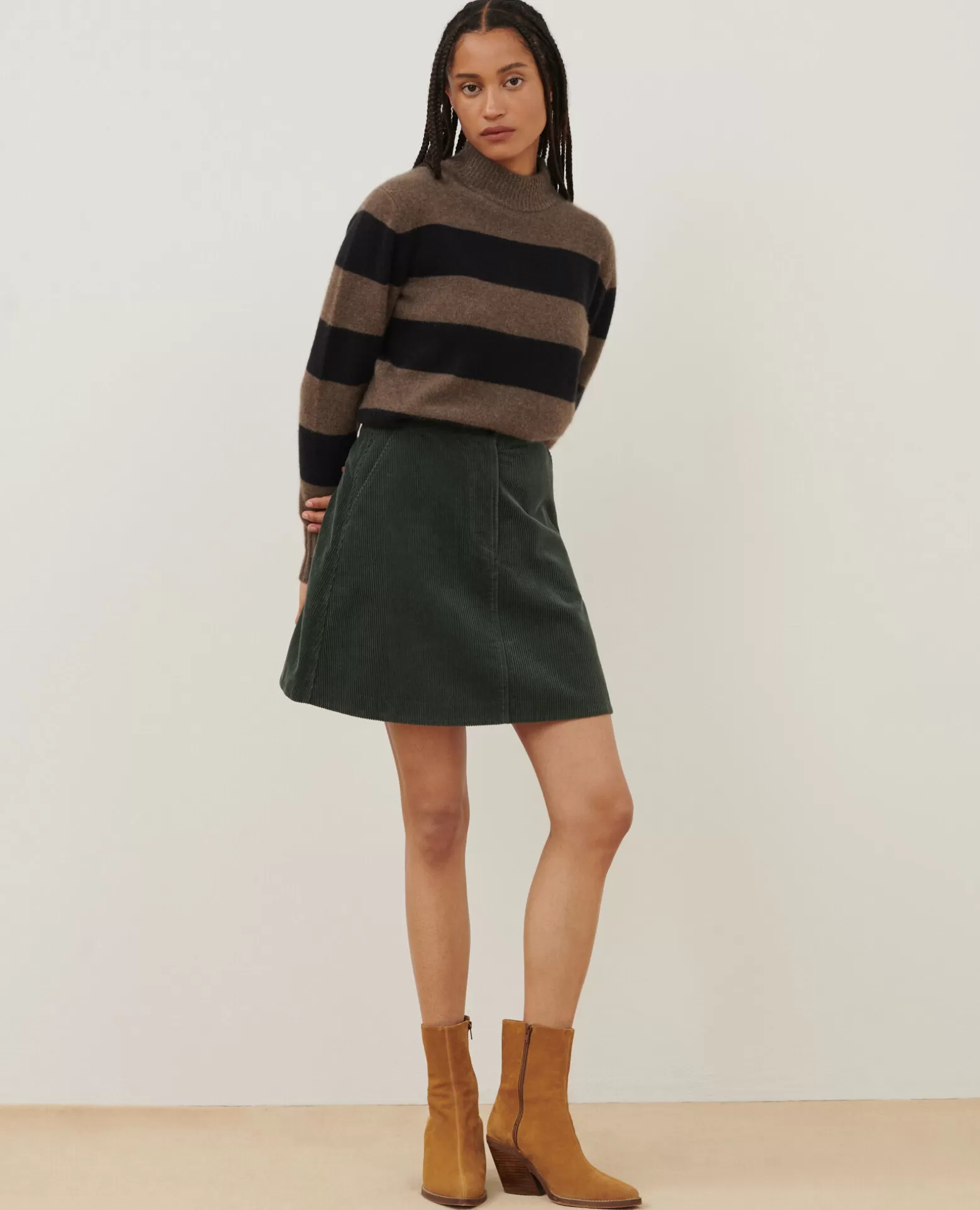 Jupes & Shorts | Comptoir des Cotonniers Jupe Courte En Velours Cotele 8817 58 Darkgreen