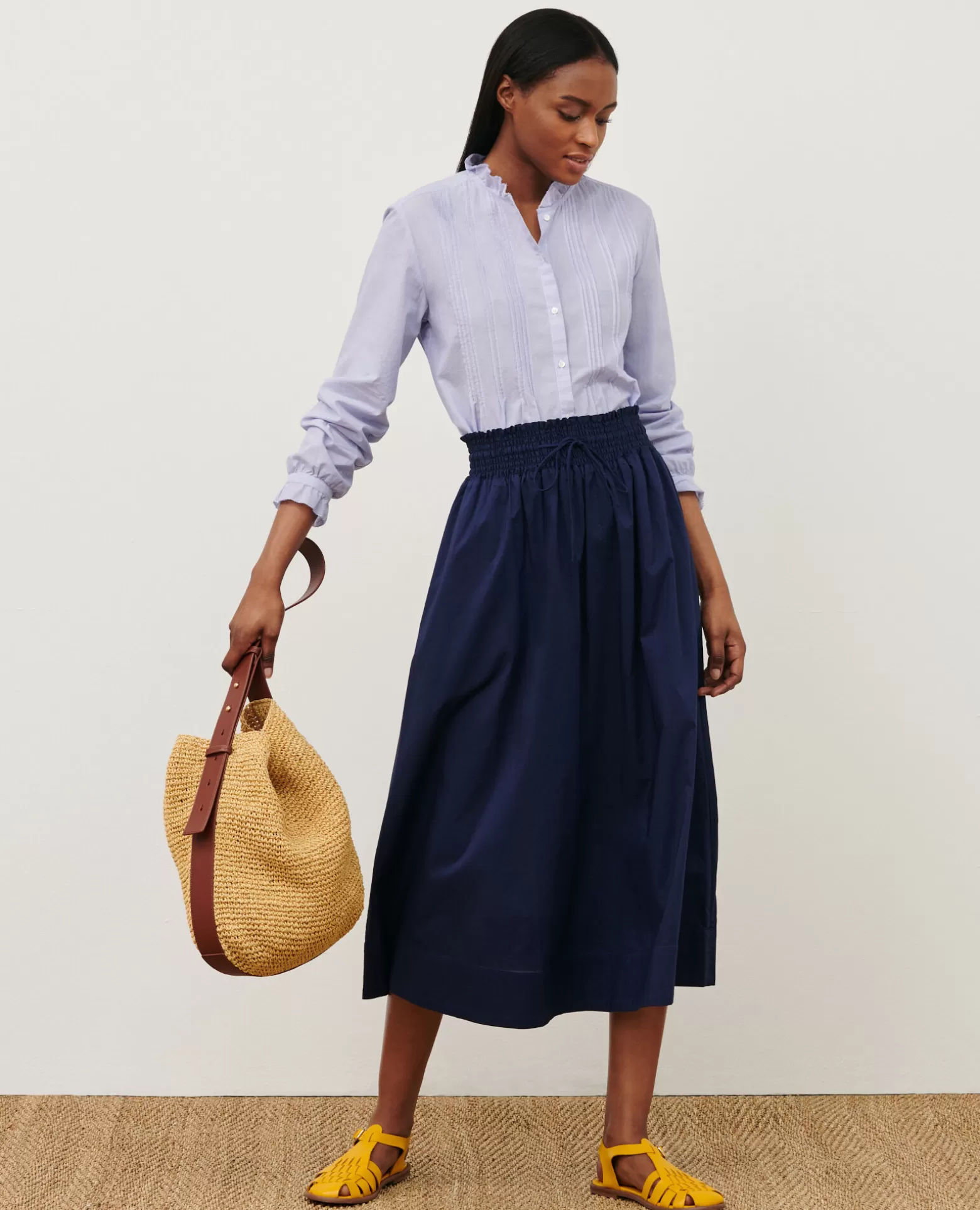Jupes & Shorts | Comptoir des Cotonniers Jupe Longue En Coton 68 Blue