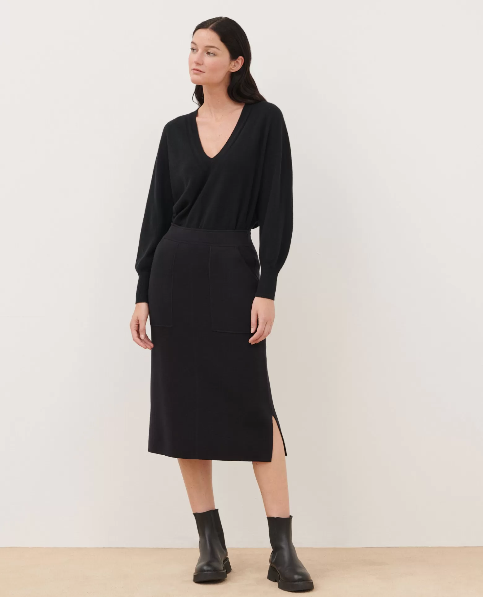Jupes & Shorts | Comptoir des Cotonniers Jupe Longue En Laine 8891 09 Black