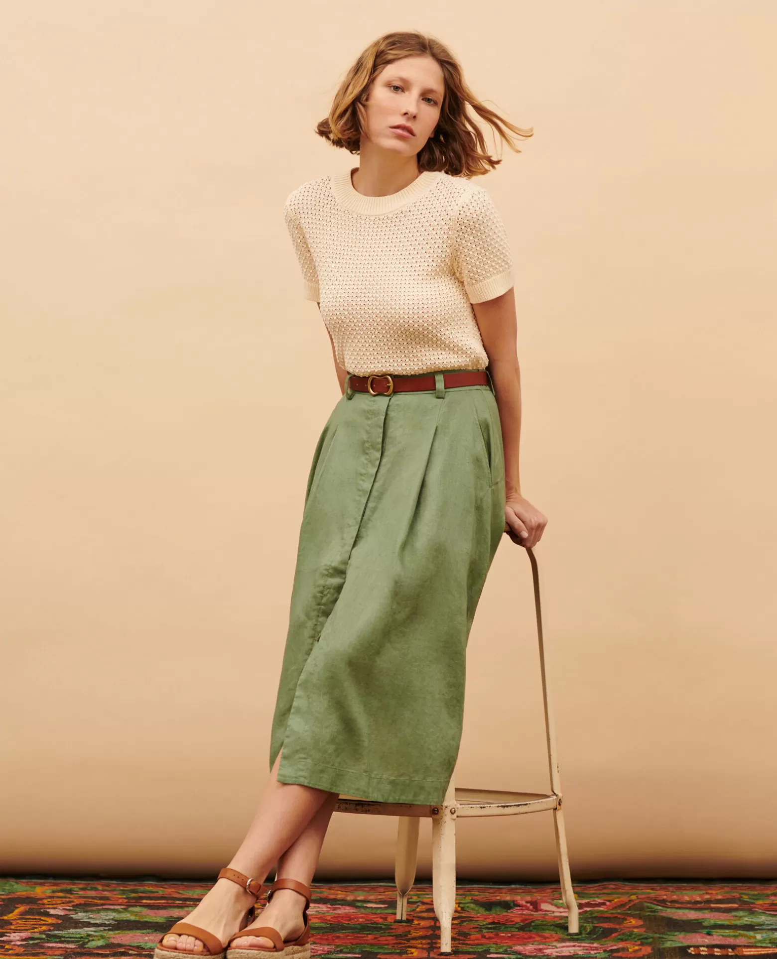 Jupes & Shorts | Comptoir des Cotonniers Jupe Longue En Lin 52 Green