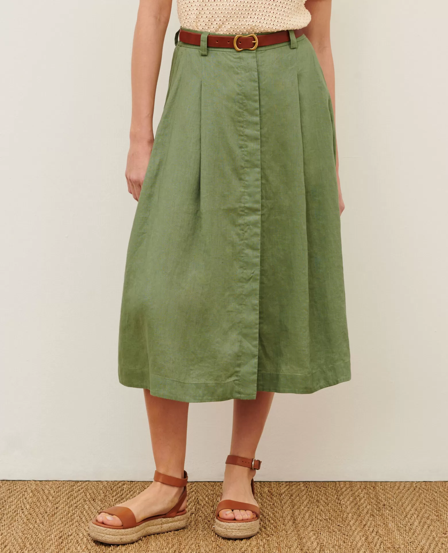 Jupes & Shorts | Comptoir des Cotonniers Jupe Longue En Lin 52 Green