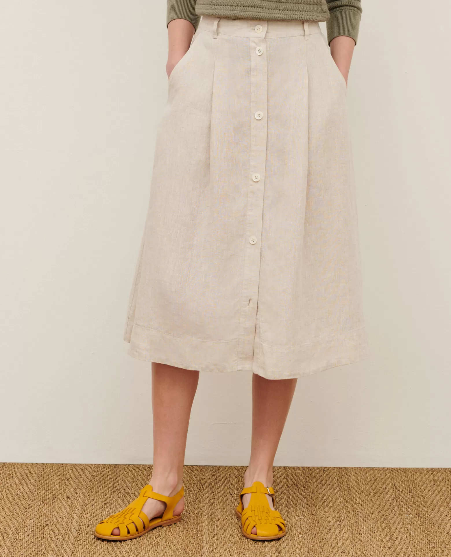 Jupes & Shorts | Comptoir des Cotonniers Jupe Midi En Lin 0305 Natural