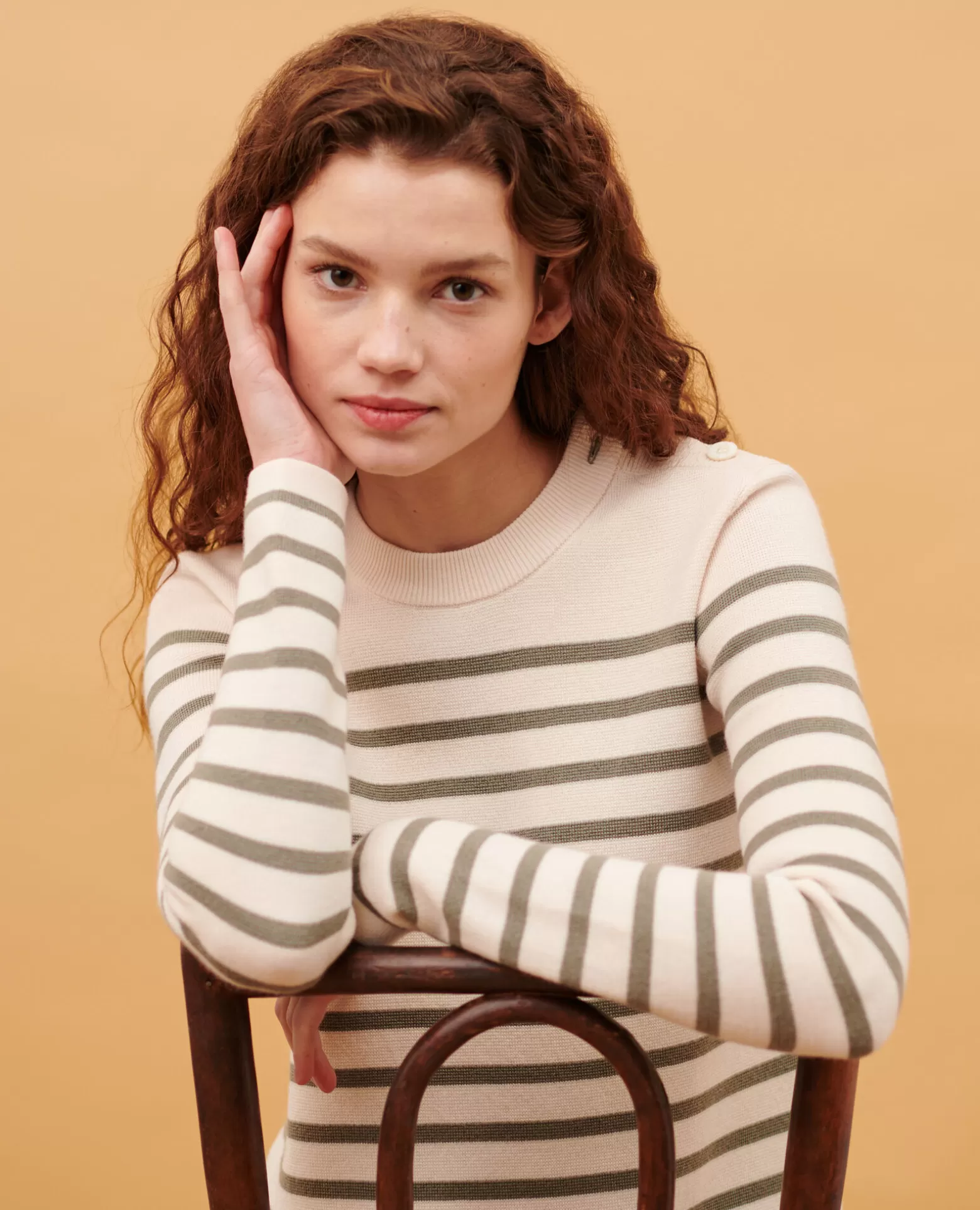Maille | Comptoir des Cotonniers Maddy - Pull Marin En Laine Merinos 0561 Vetiver Stripes