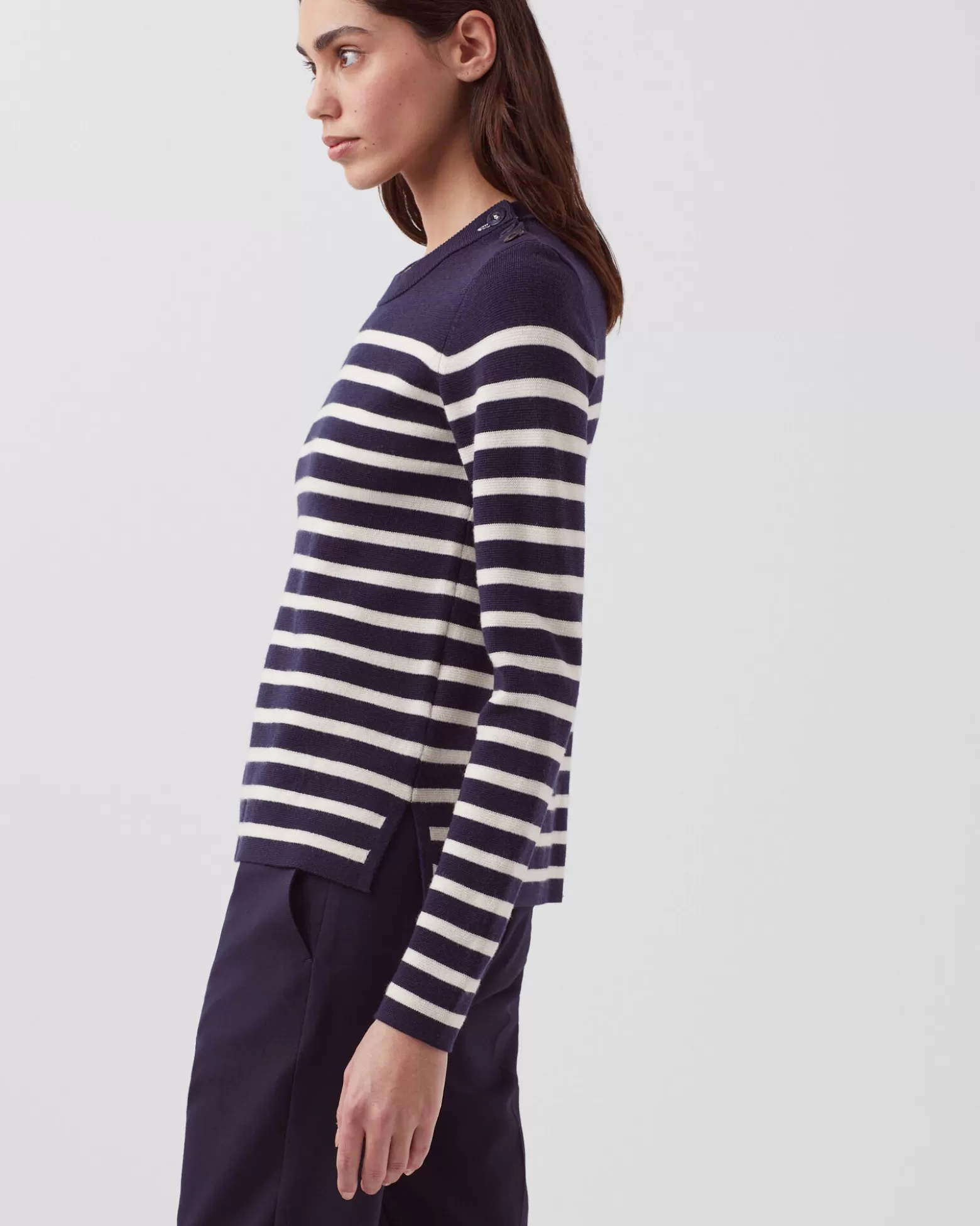 Maille | Comptoir des Cotonniers Maddy - Pull Marin En Laine Merinos 8875 69 Navy Stripes