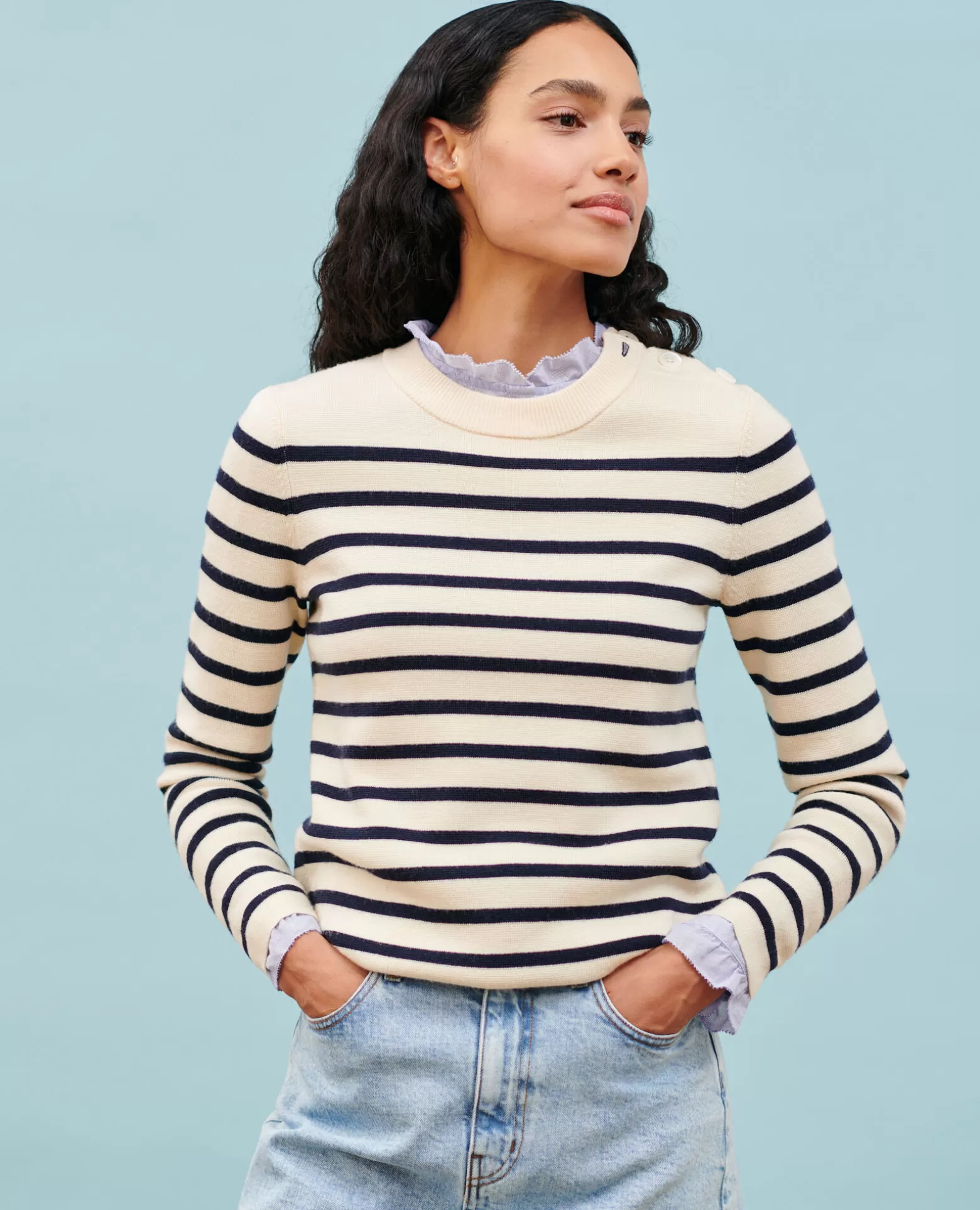 Maille | Comptoir des Cotonniers Maddy - Pull Marin En Laine Merinos Stp Jtst Nsky