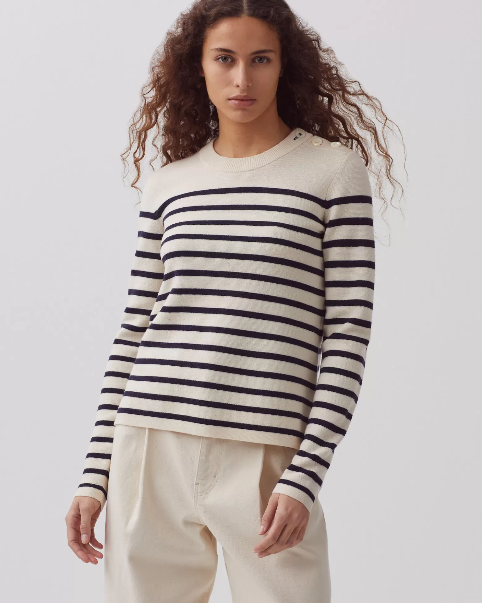 Maille | Comptoir des Cotonniers Maddy - Pull Marin En Laine Merinos 8842 01 Offwhite