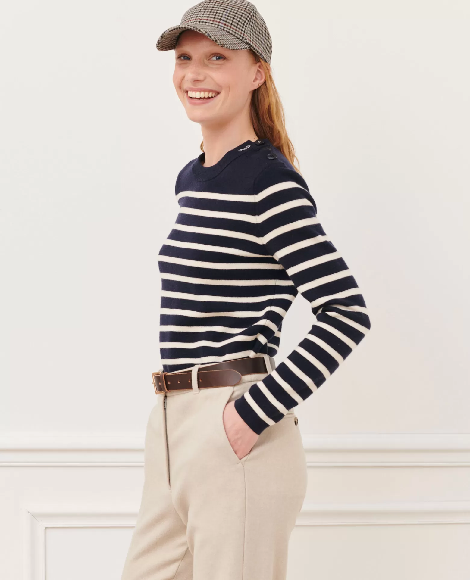 Maille | Comptoir des Cotonniers Maddy - Pull Marin En Laine Merinos Stp Nv Wht