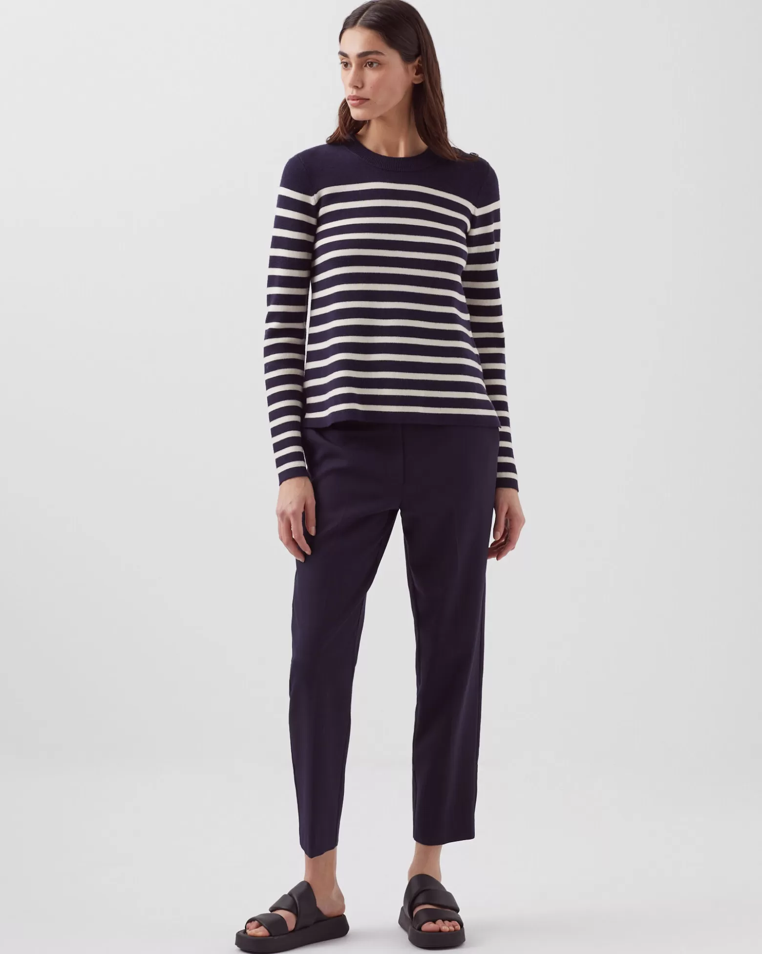 Maille | Comptoir des Cotonniers Maddy - Pull Marin En Laine Merinos 8875 69 Navy Stripes