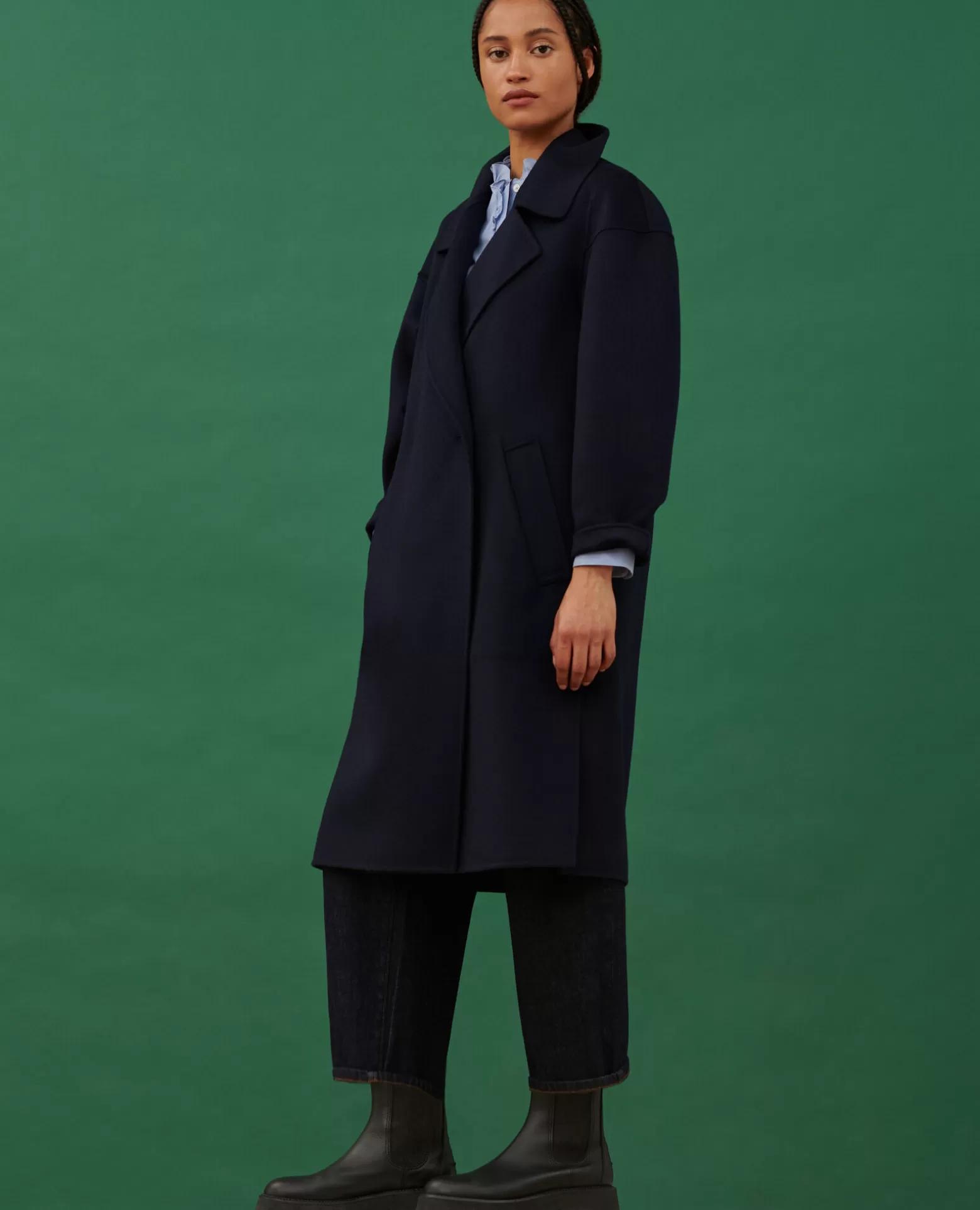 Vestes & Trenchs | Comptoir des Cotonniers Manteau Double Face Laine Et Cachemire 7012C 69 Navy