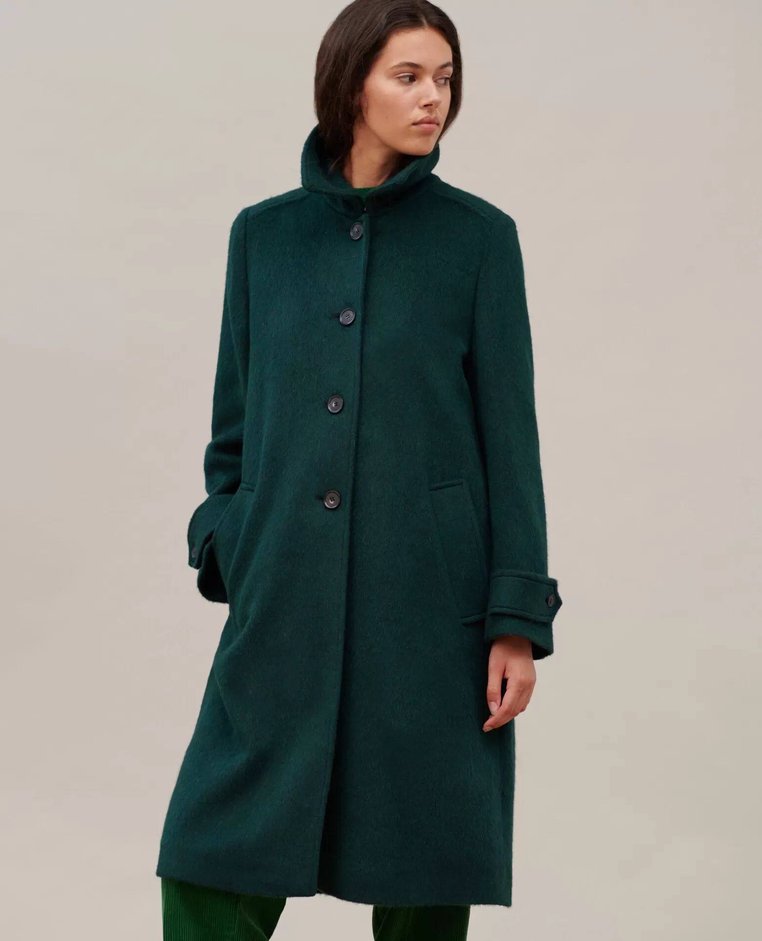Vestes & Trenchs | Comptoir des Cotonniers Manteau Droit Laine Texturee 8880 59 Darkgreen