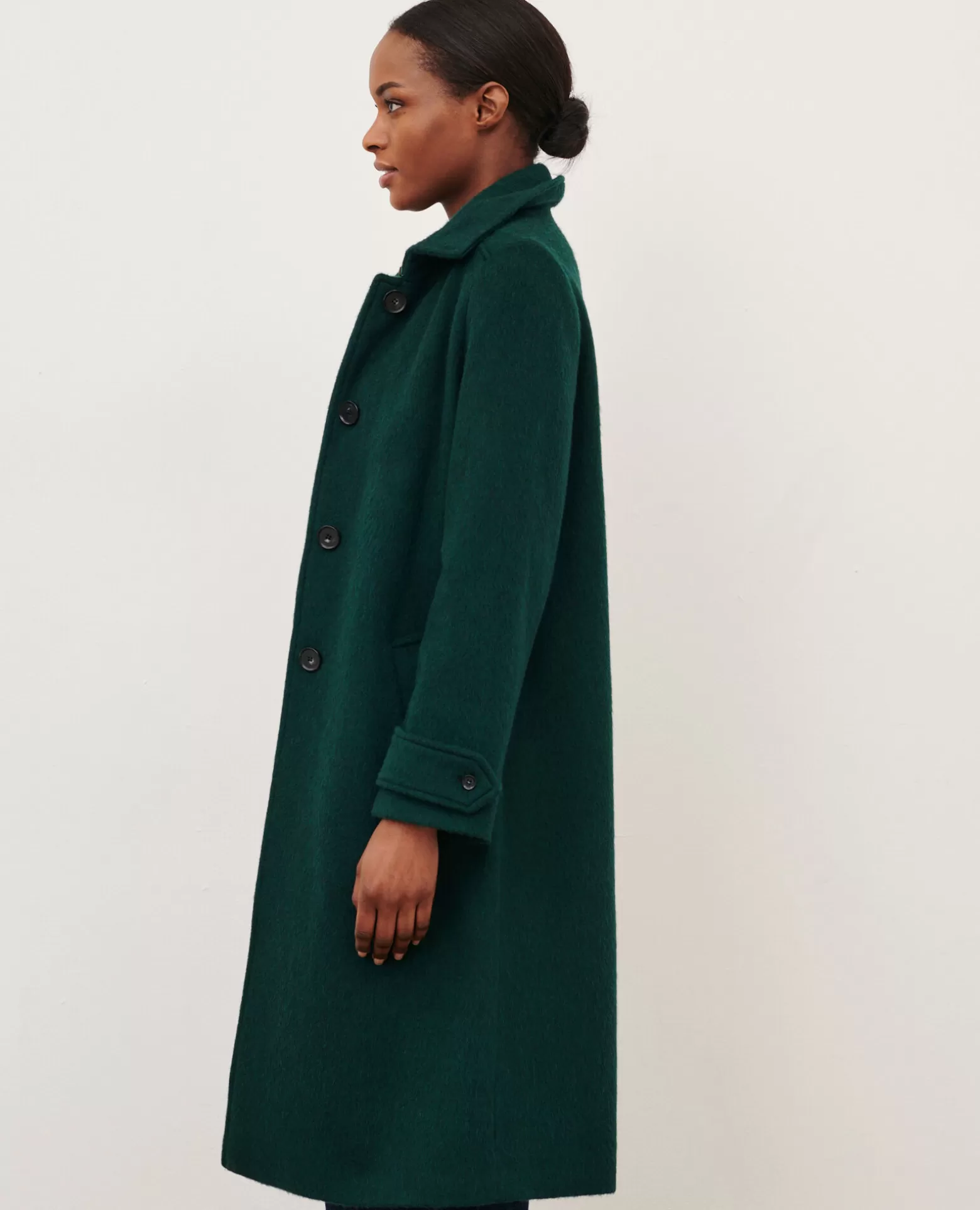 Vestes & Trenchs | Comptoir des Cotonniers Manteau Droit Laine Texturee 8880 59 Darkgreen