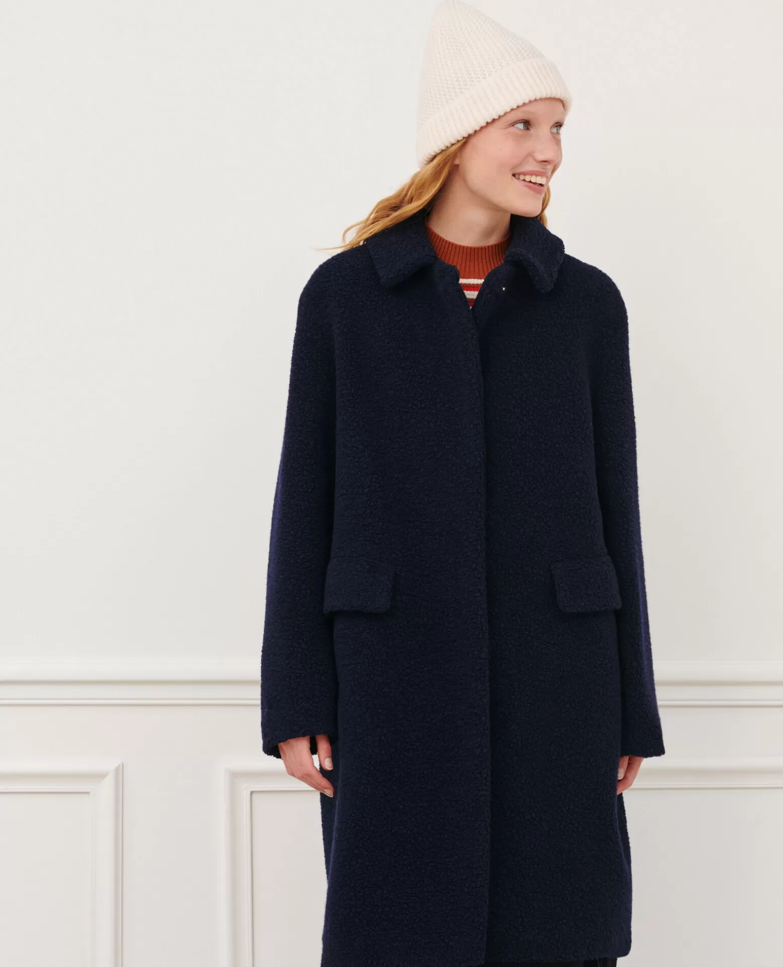 Vestes & Trenchs | Comptoir des Cotonniers Manteau Long En Laine Melangee 8851 66 Blue