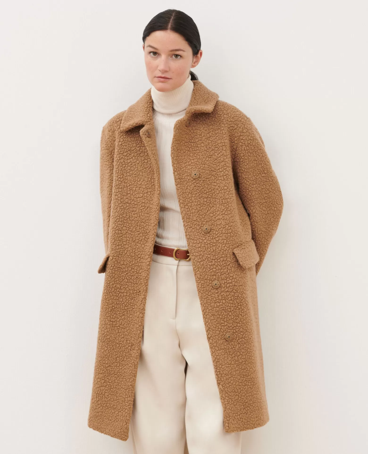 Vestes & Trenchs | Comptoir des Cotonniers Manteau Long En Laine Melangee 8849 31 Beige