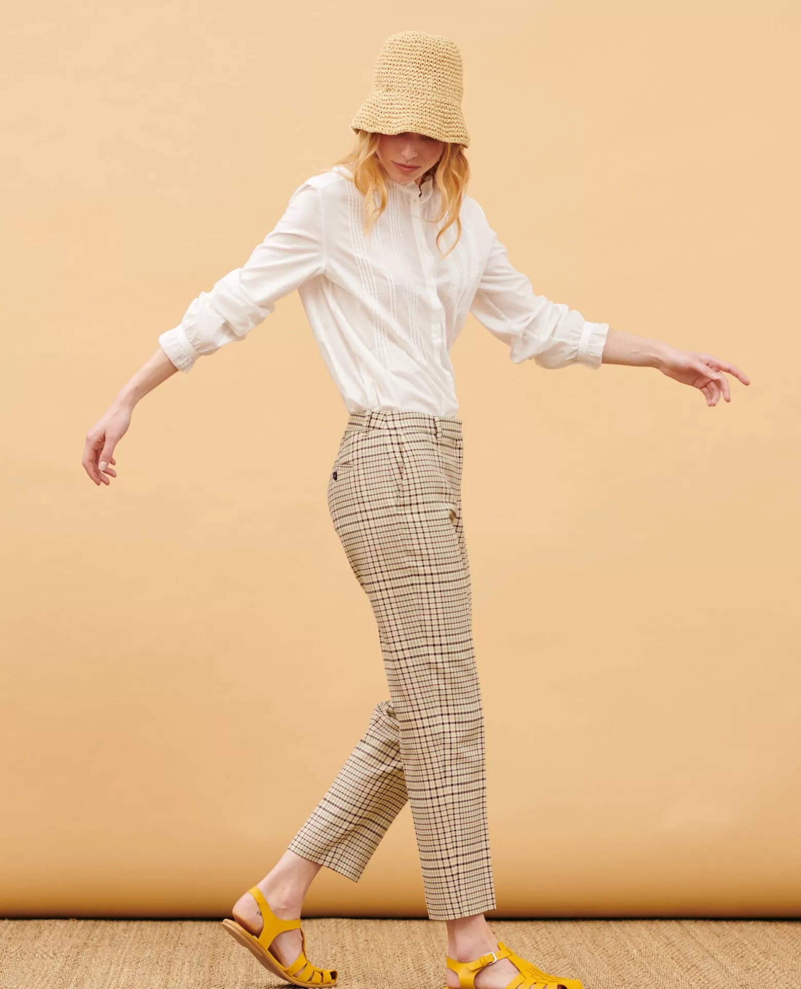 Pantalons | Comptoir des Cotonniers Marguerite - Pantalon Cigarette 0400 Cream Checks