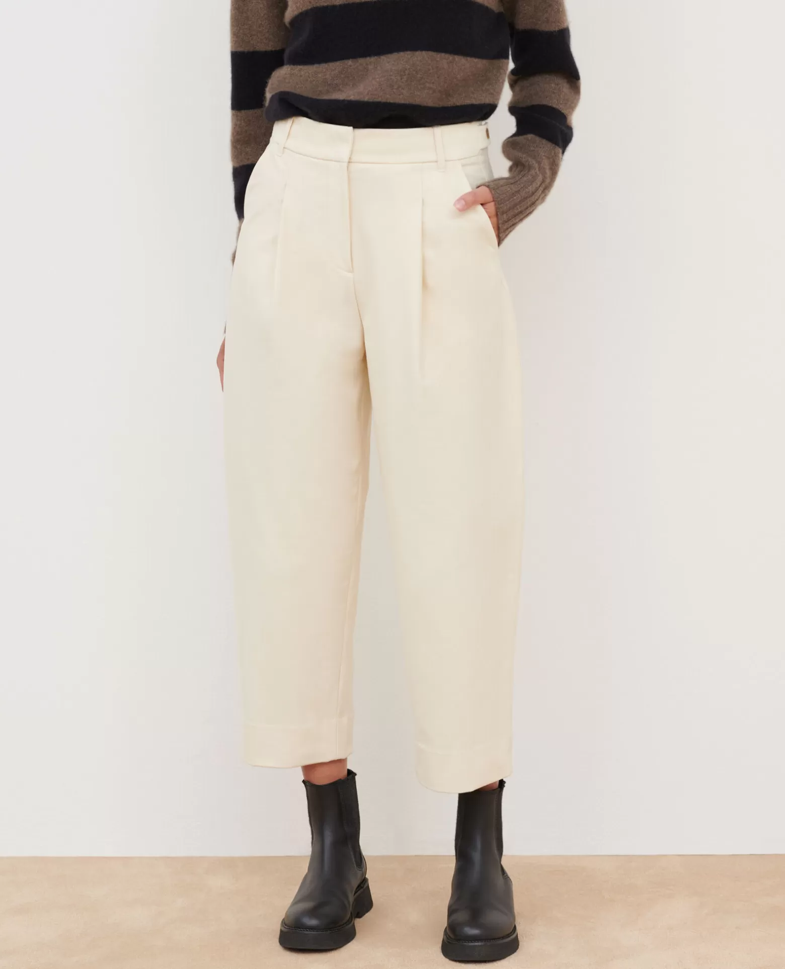 Pantalons | Comptoir des Cotonniers Peggy - Pantalon En Twill De Jersey 4142 Ecru