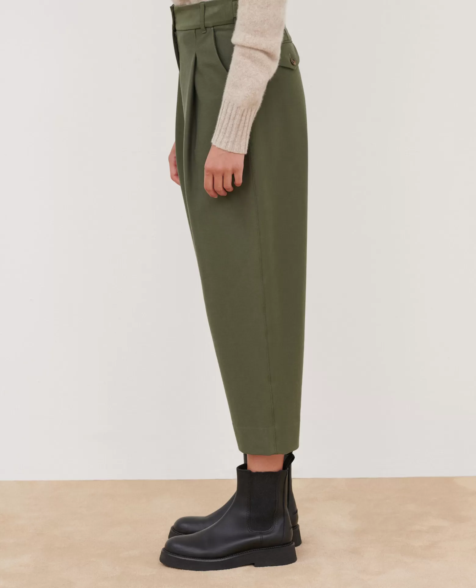 Pantalons | Comptoir des Cotonniers Peggy - Pantalon En Twill De Jersey 0571 Thyme Green