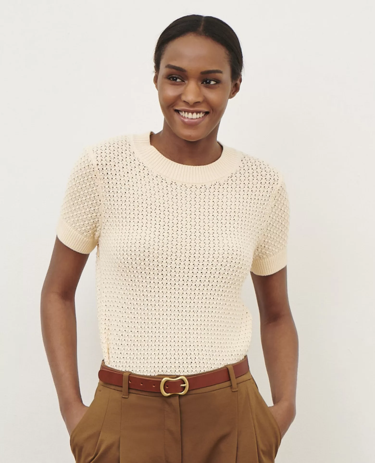 Maille | Comptoir des Cotonniers Pull A Manches Courtes En Coton 0401 Ivory