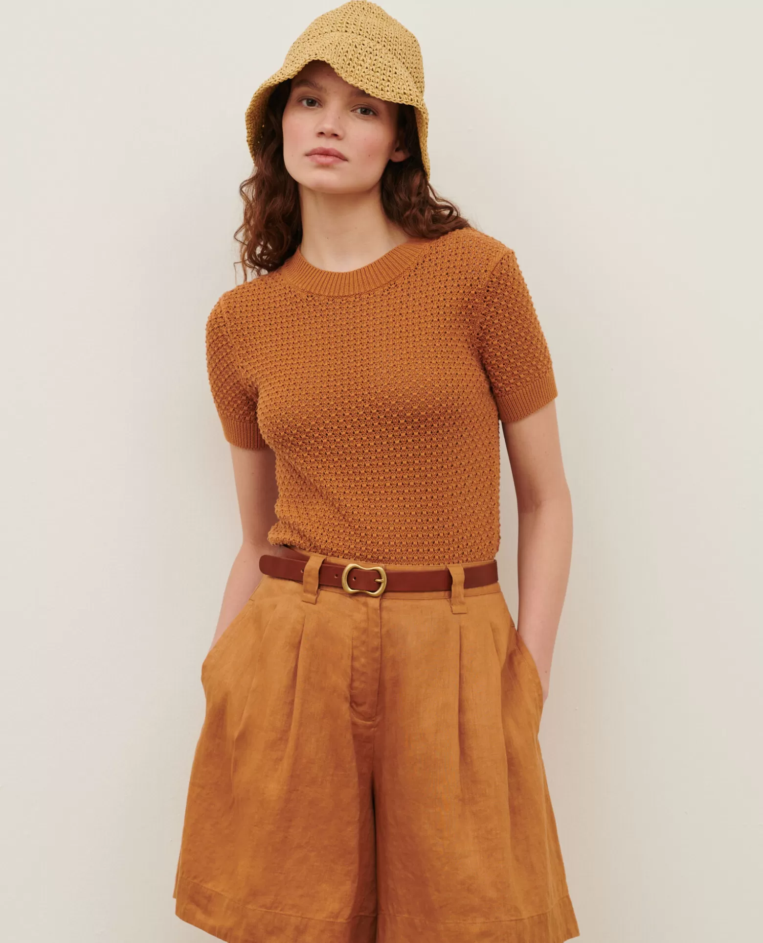 Maille | Comptoir des Cotonniers Pull A Manches Courtes En Coton 0320 Almond Brown