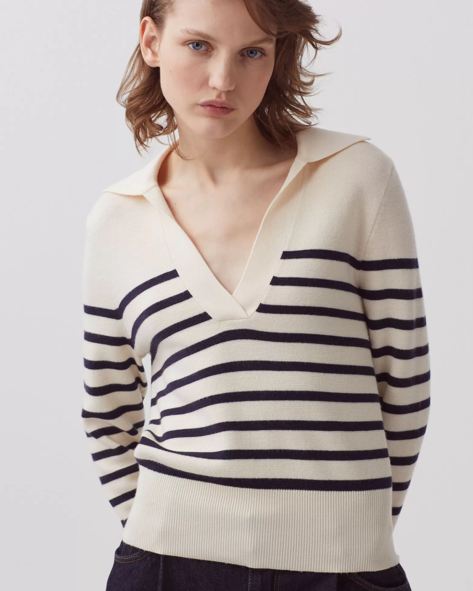 Maille | Comptoir des Cotonniers Pull Mariniere En Laine Merinos 5185 Stp_Jtst_Nsky