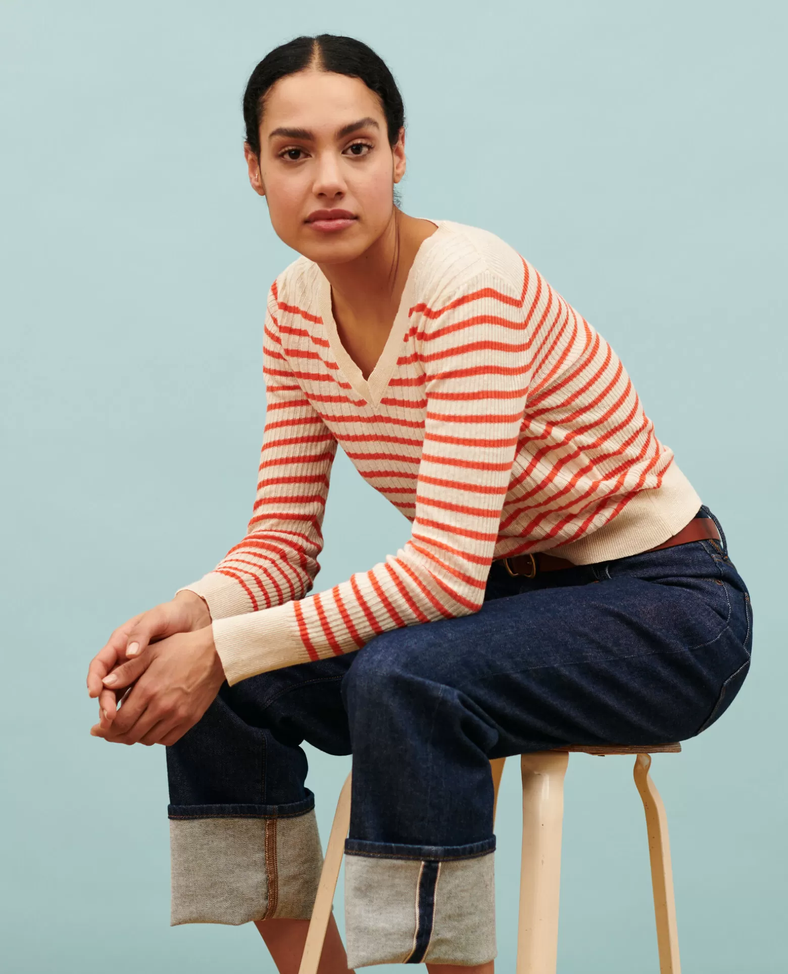 Maille | Comptoir des Cotonniers Pull Mariniere En Lin 0240 Tiger Lily Stripes
