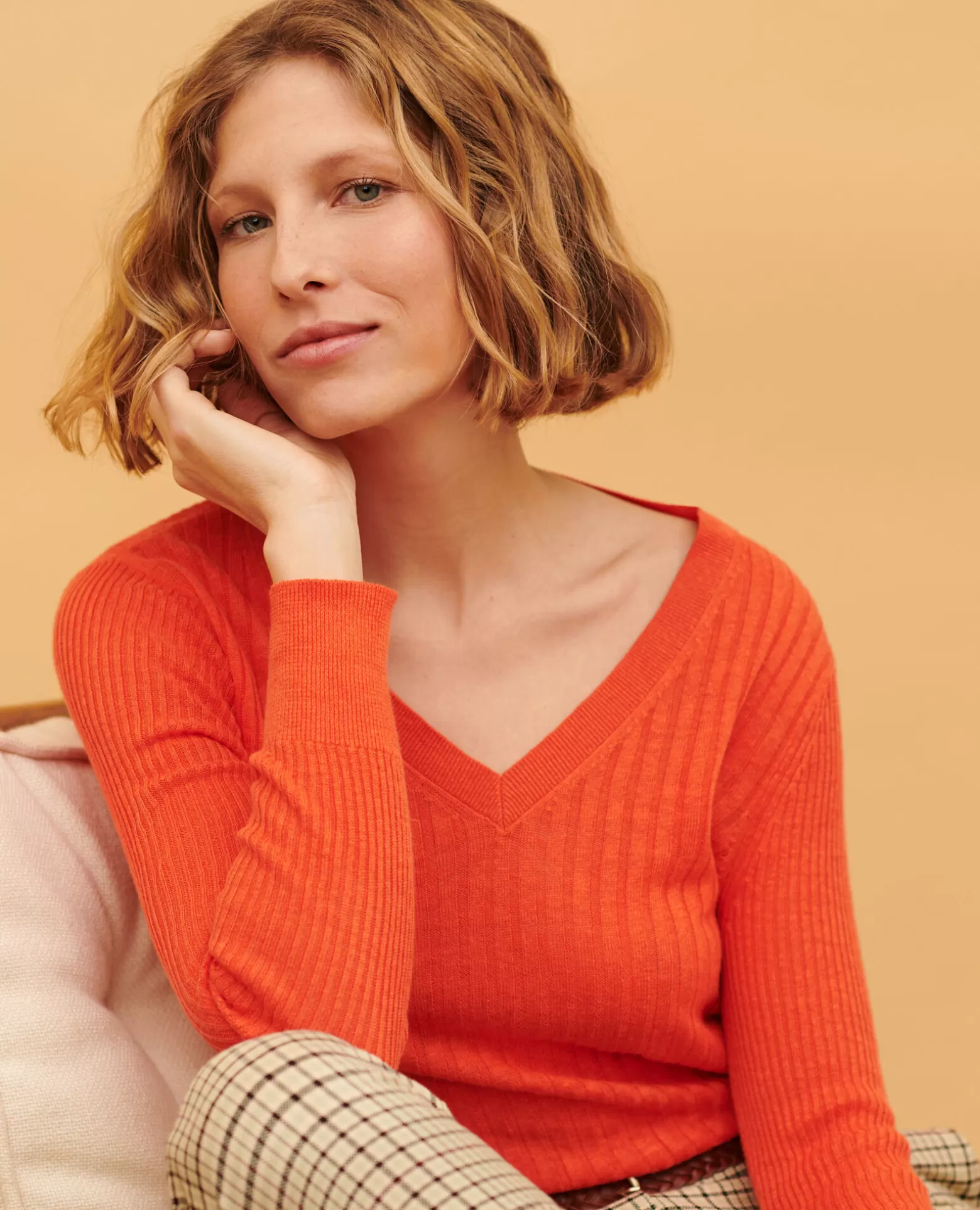 Maille | Comptoir des Cotonniers Pull Texture En Lin 0250 Tiger Lily Orange