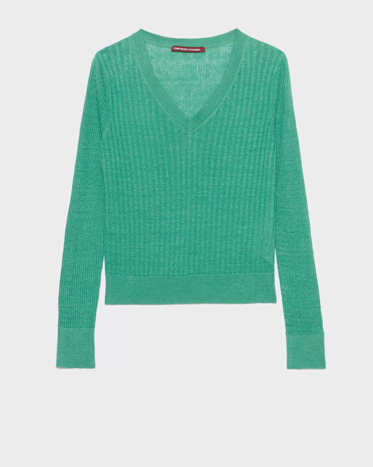 Maille | Comptoir des Cotonniers Pull Texture En Lin 0542 Pine Green