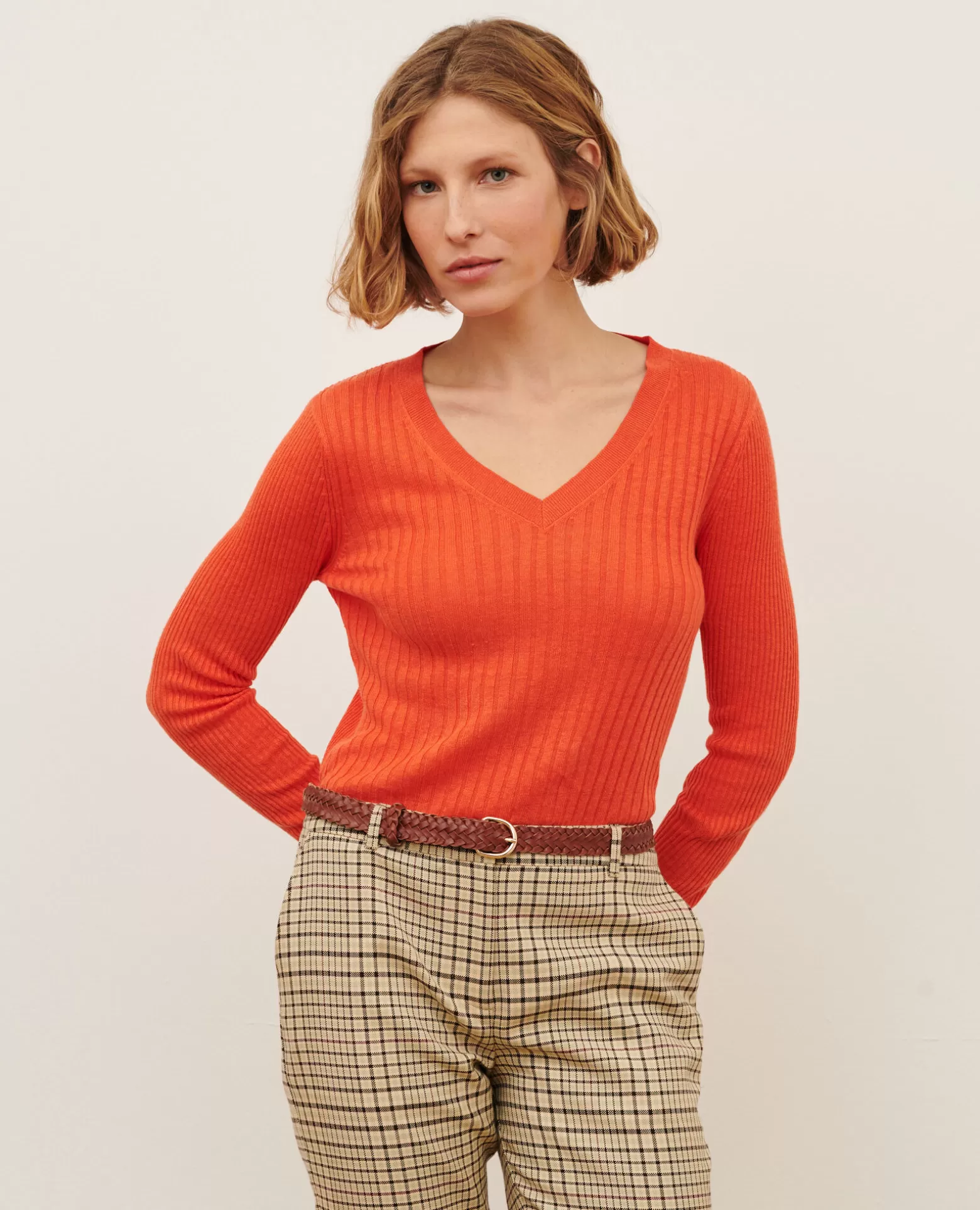 Maille | Comptoir des Cotonniers Pull Texture En Lin 0250 Tiger Lily Orange