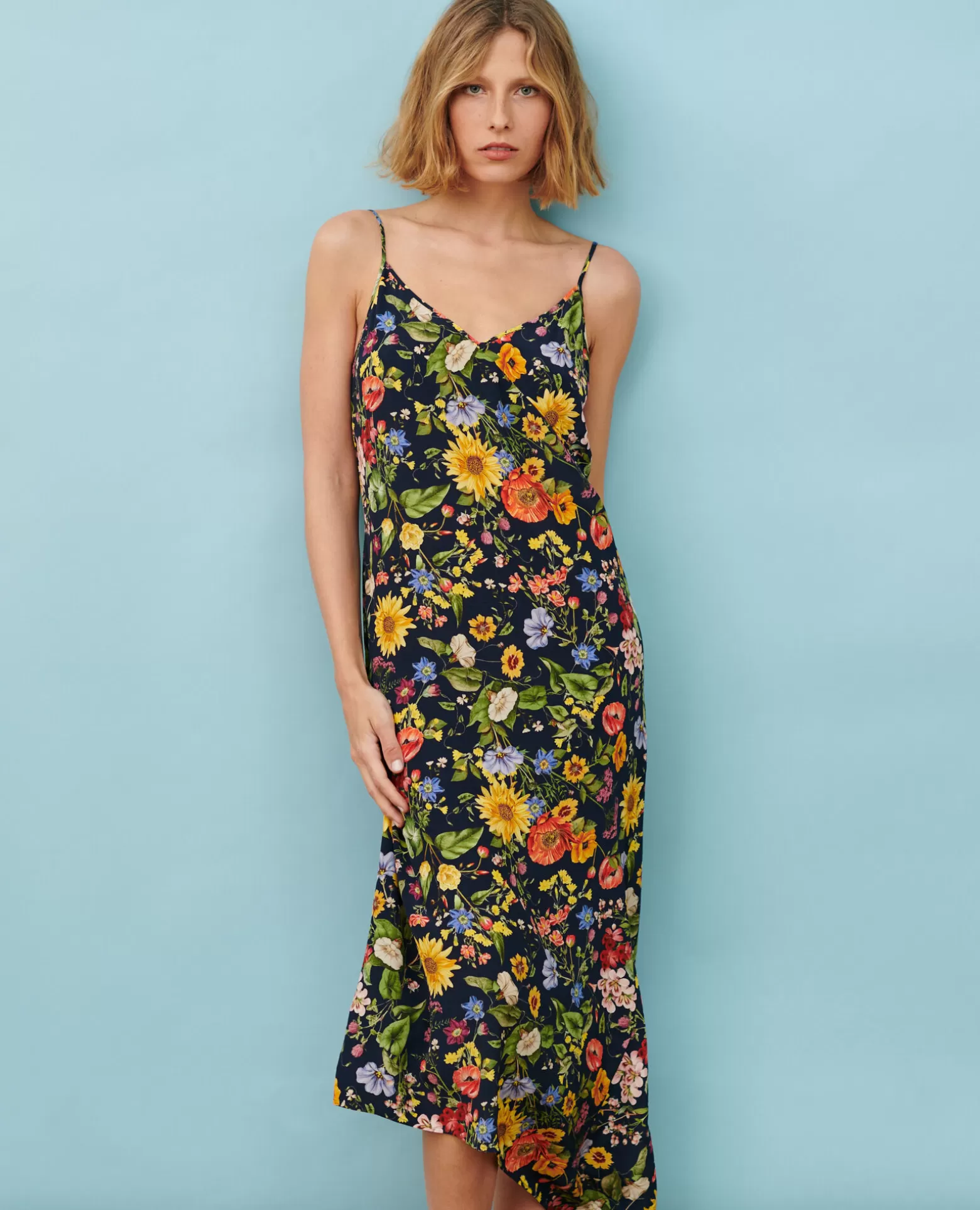 Robes | Comptoir des Cotonniers Robe Asymetrique Fluide 0684 Navy Herbier