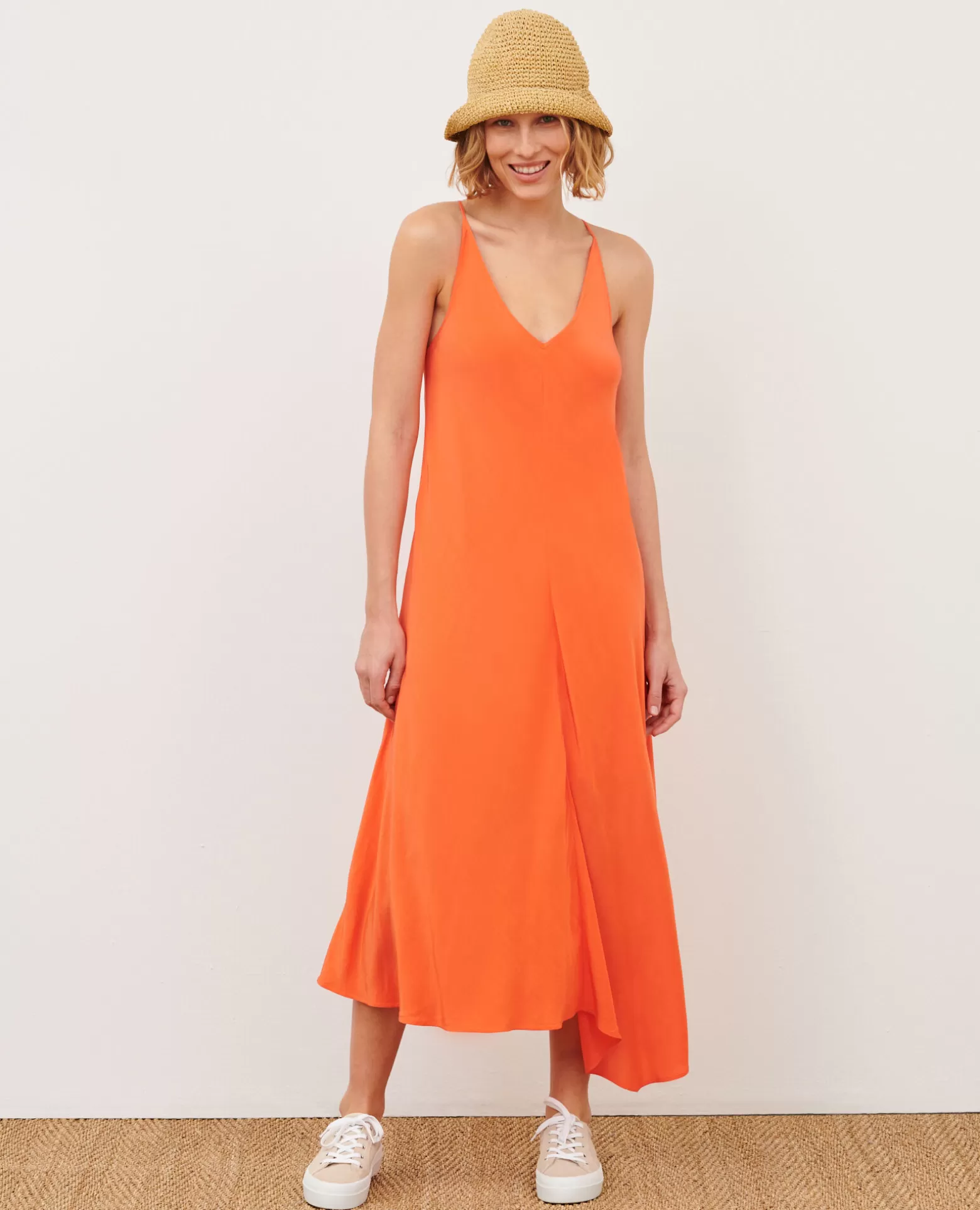 Robes | Comptoir des Cotonniers Robe Asymetrique Fluide 0250 Tiger Lily Orange
