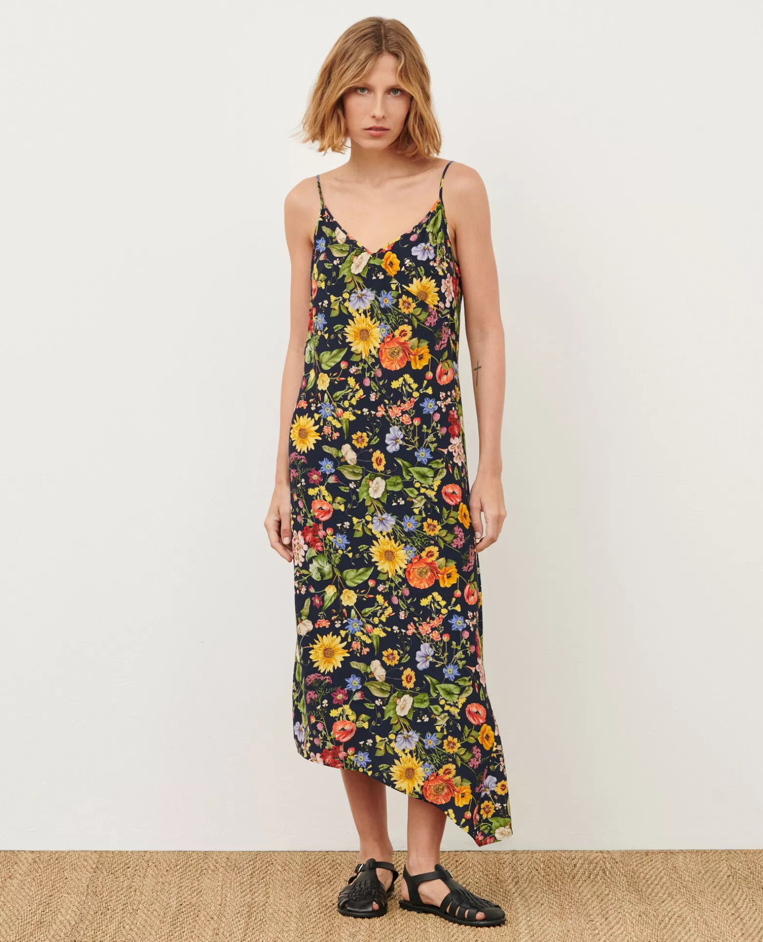 Robes | Comptoir des Cotonniers Robe Asymetrique Fluide 0684 Navy Herbier