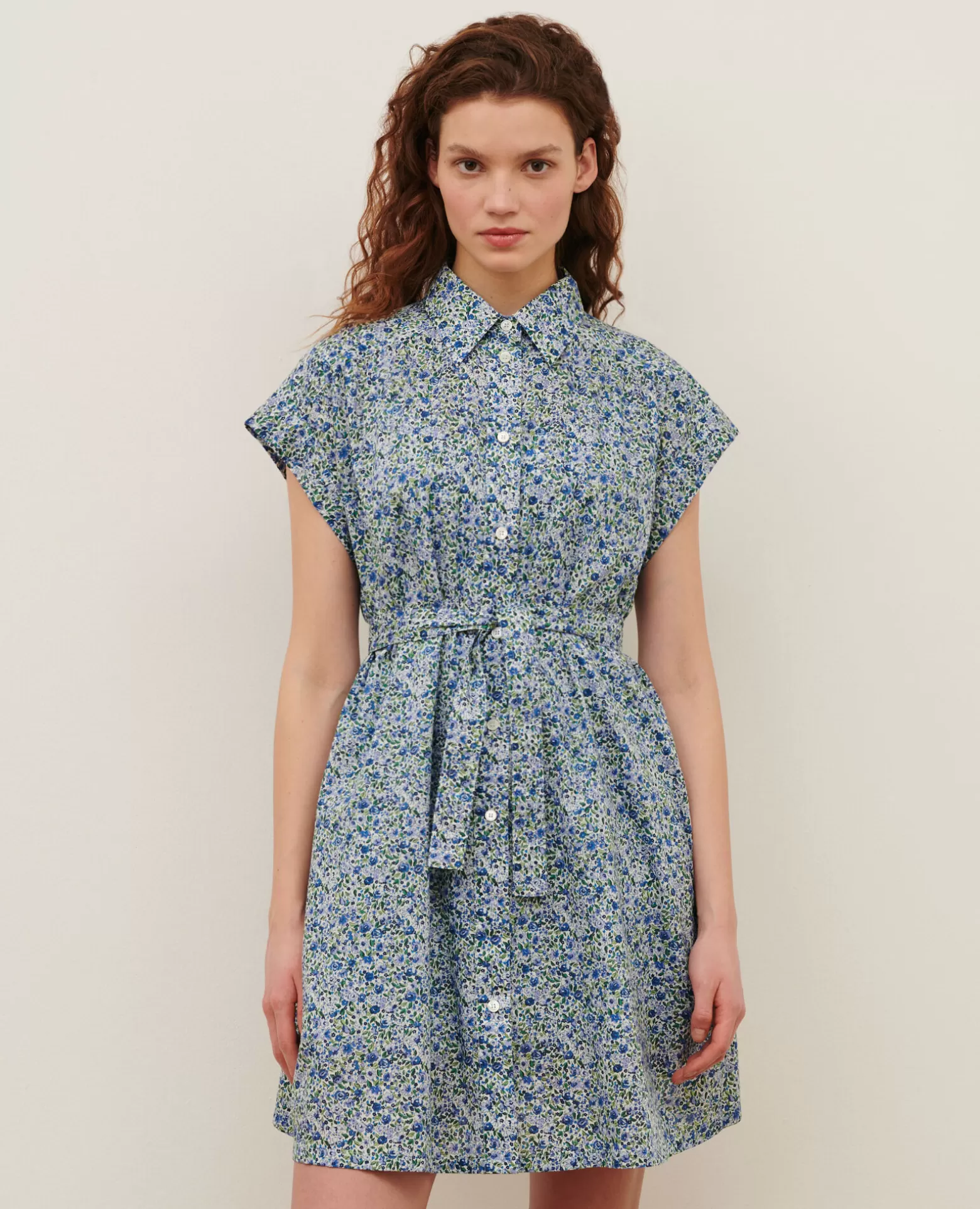 Robes | Comptoir des Cotonniers Robe Courte En Coton 7050 92_Print_Blue
