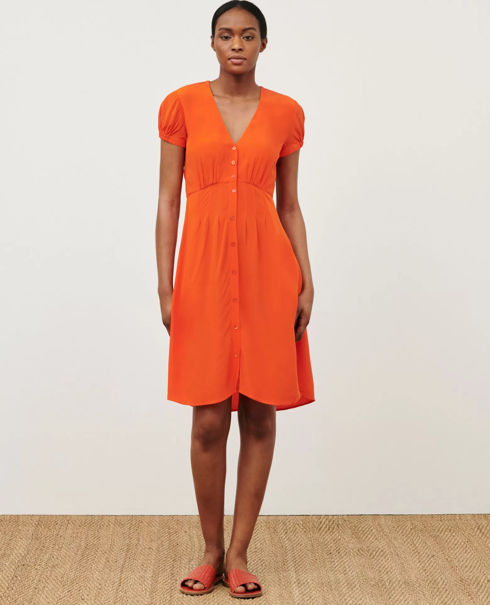 Robes | Comptoir des Cotonniers Robe Courte Fluide 7020C 22 Orange