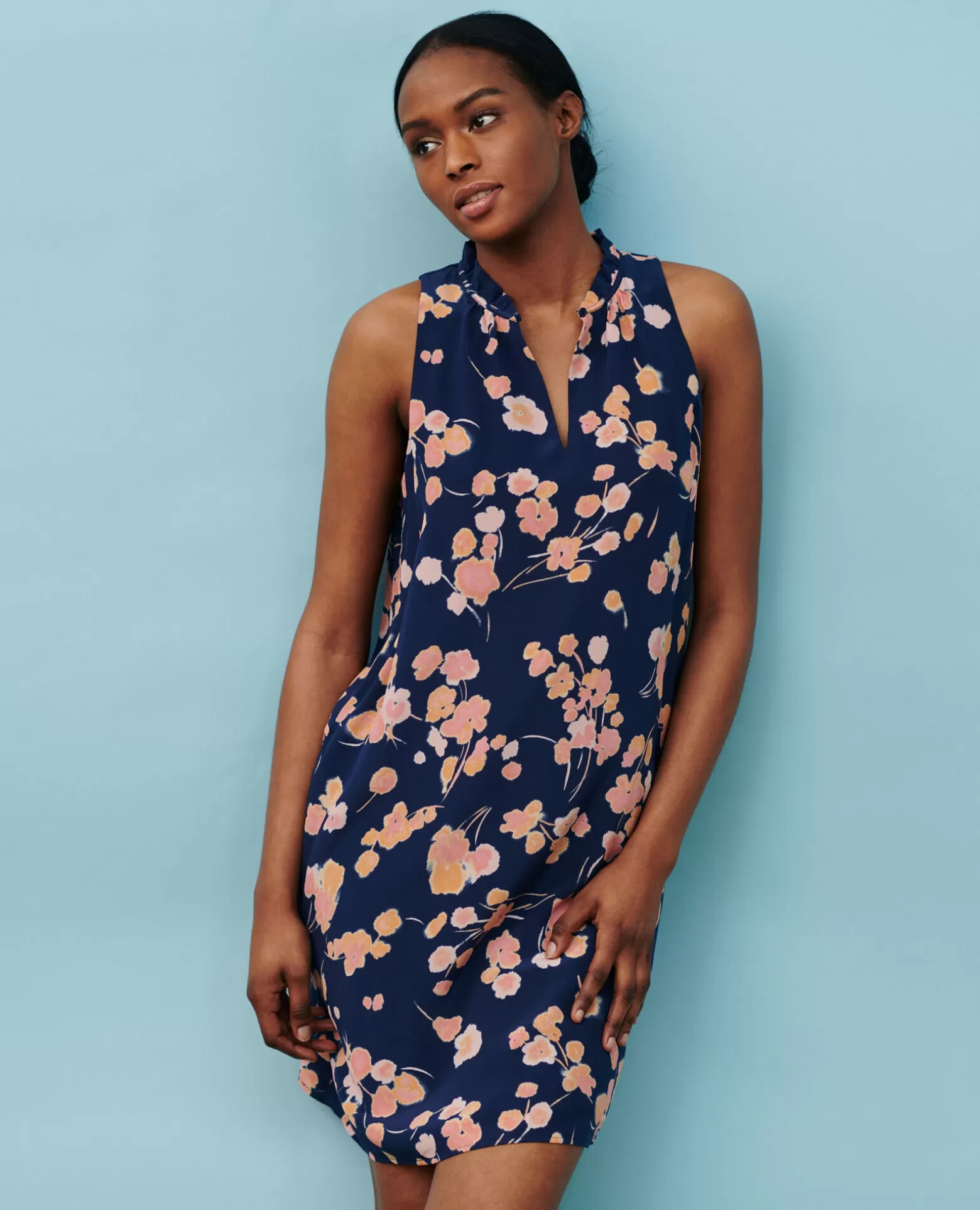 Robes | Comptoir des Cotonniers Robe En Soie Print Navy