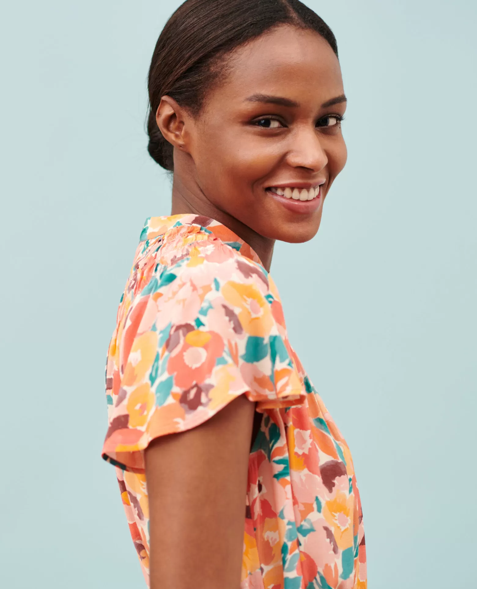 Robes | Comptoir des Cotonniers Robe Fluide Imprimee 0230 Fauve Orange